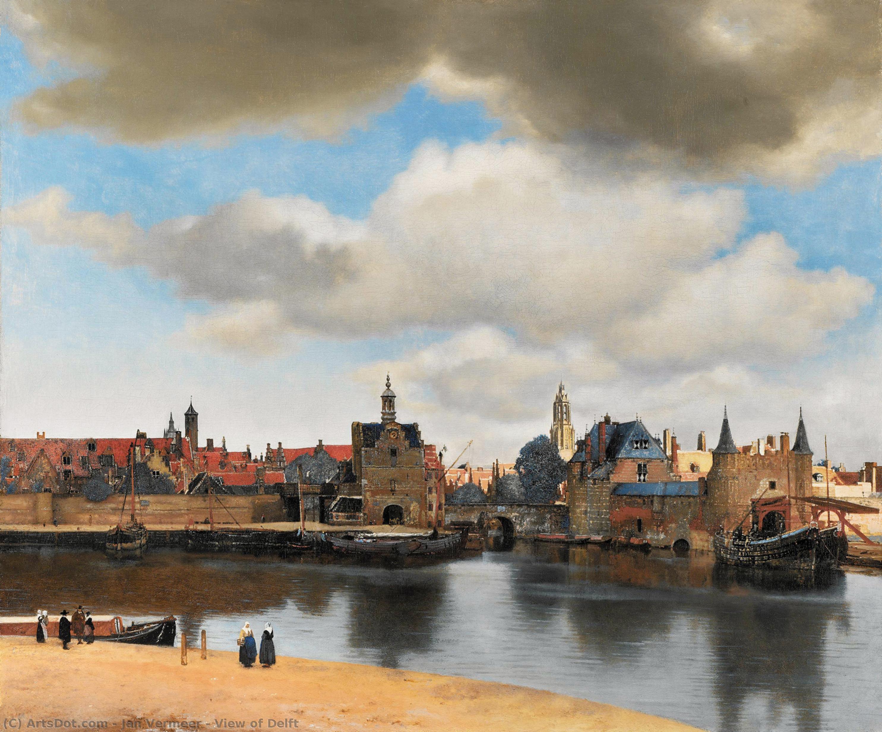 Wikoo.org - موسوعة الفنون الجميلة - اللوحة، العمل الفني Jan Vermeer - View of Delft