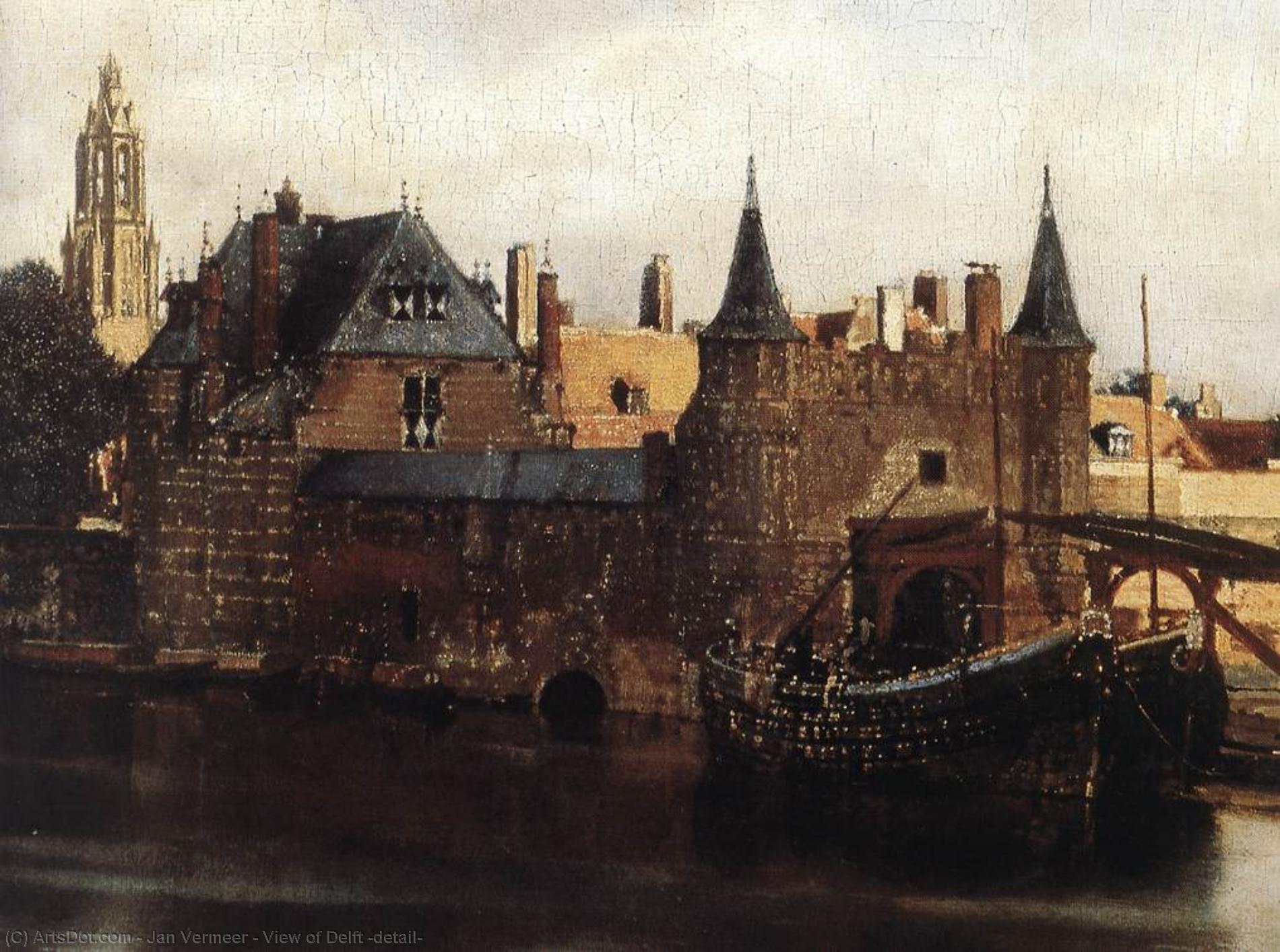 WikiOO.org - Encyclopedia of Fine Arts - Maleri, Artwork Jan Vermeer - View of Delft (detail)
