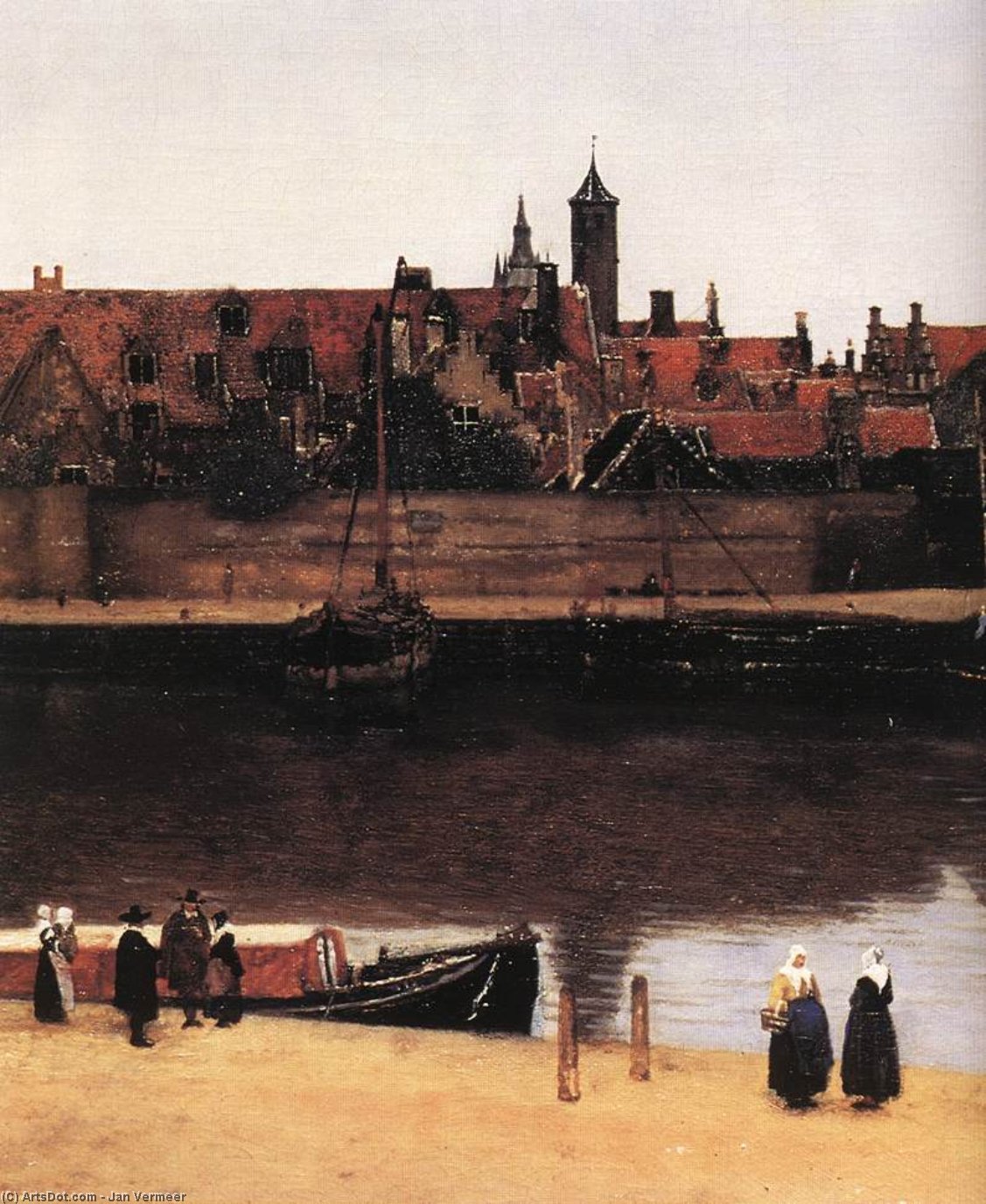 Wikioo.org – La Enciclopedia de las Bellas Artes - Pintura, Obras de arte de Jan Vermeer - vista de Porcelana de delft  Detalle