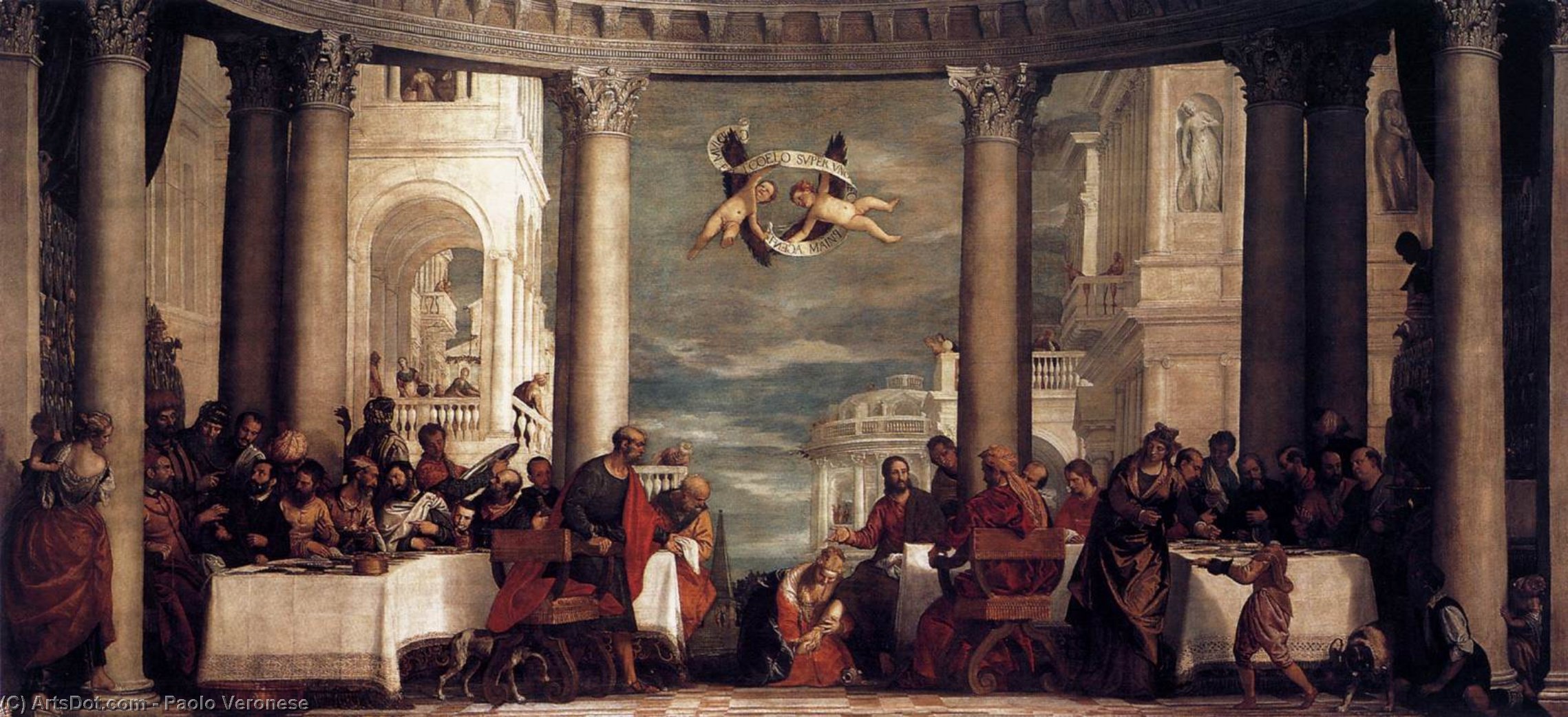 Wikioo.org – L'Enciclopedia delle Belle Arti - Pittura, Opere di Paolo Veronese - Festa al Casa di Simon