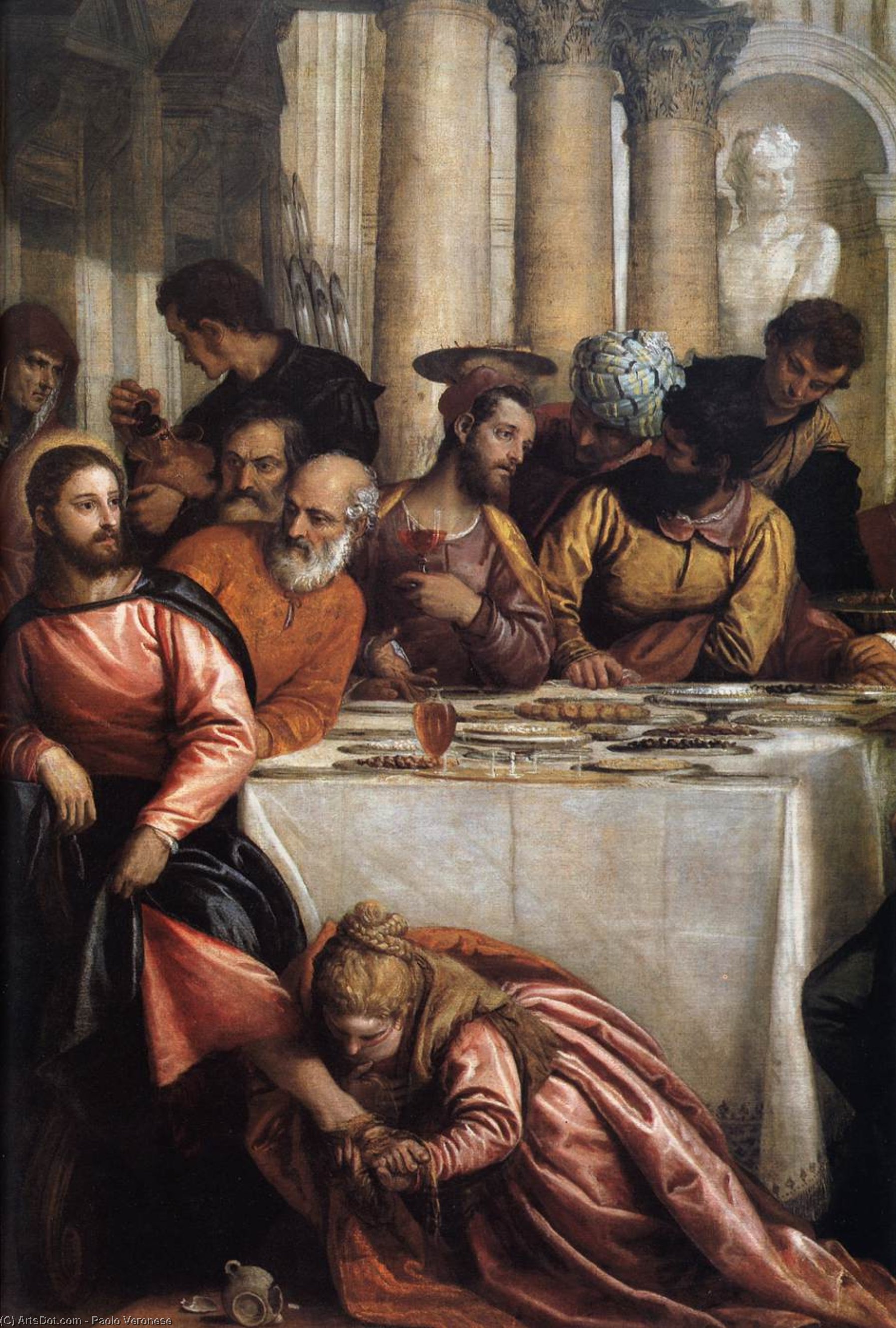 WikiOO.org - אנציקלופדיה לאמנויות יפות - ציור, יצירות אמנות Paolo Veronese - Feast at the House of Simon (detail)