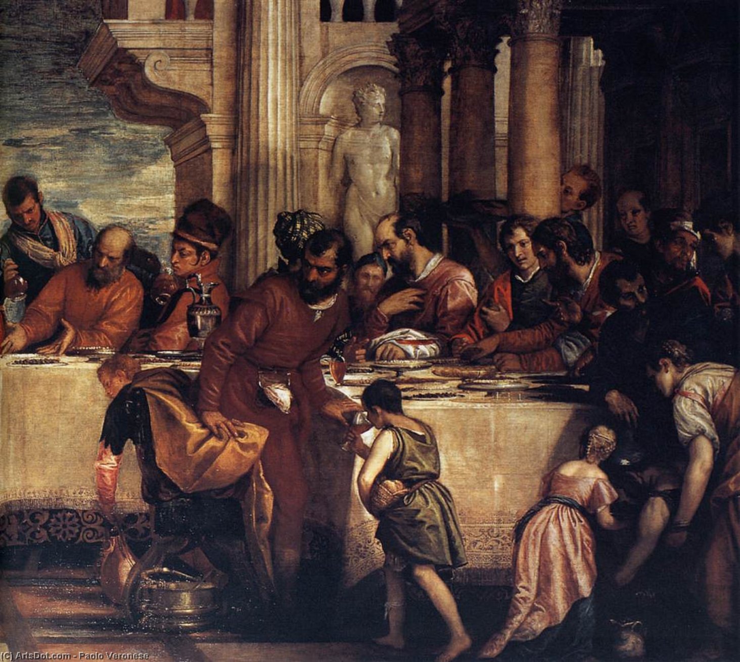 Wikioo.org – L'Enciclopedia delle Belle Arti - Pittura, Opere di Paolo Veronese - Festa al Casa di Simon ( particolare )