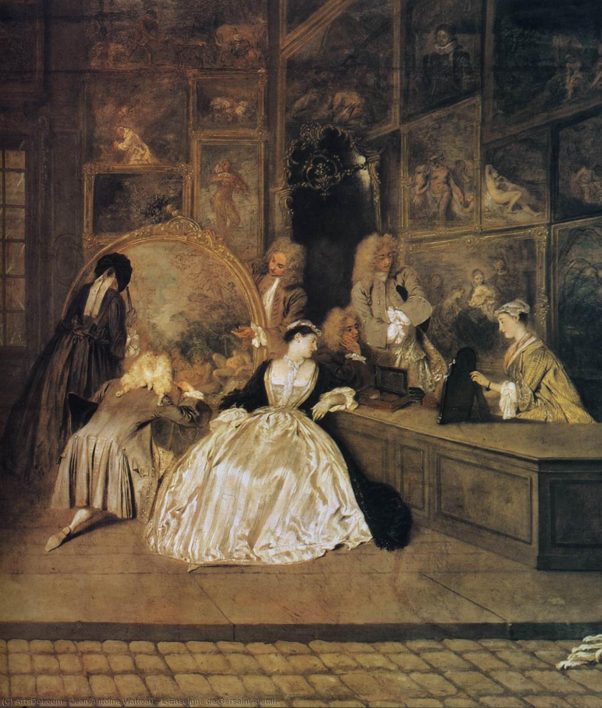 WikiOO.org - Encyclopedia of Fine Arts - Lukisan, Artwork Jean Antoine Watteau - L'Enseigne de Gersaint (detail)