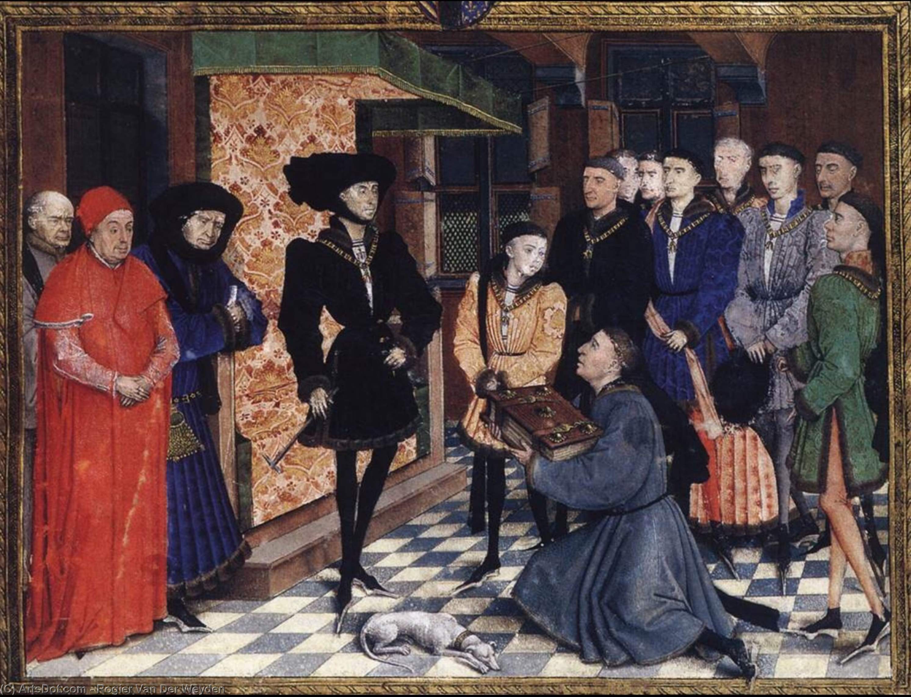 Wikioo.org - The Encyclopedia of Fine Arts - Painting, Artwork by Rogier Van Der Weyden - Miniature from the first page of the Chroniques de Hainaut