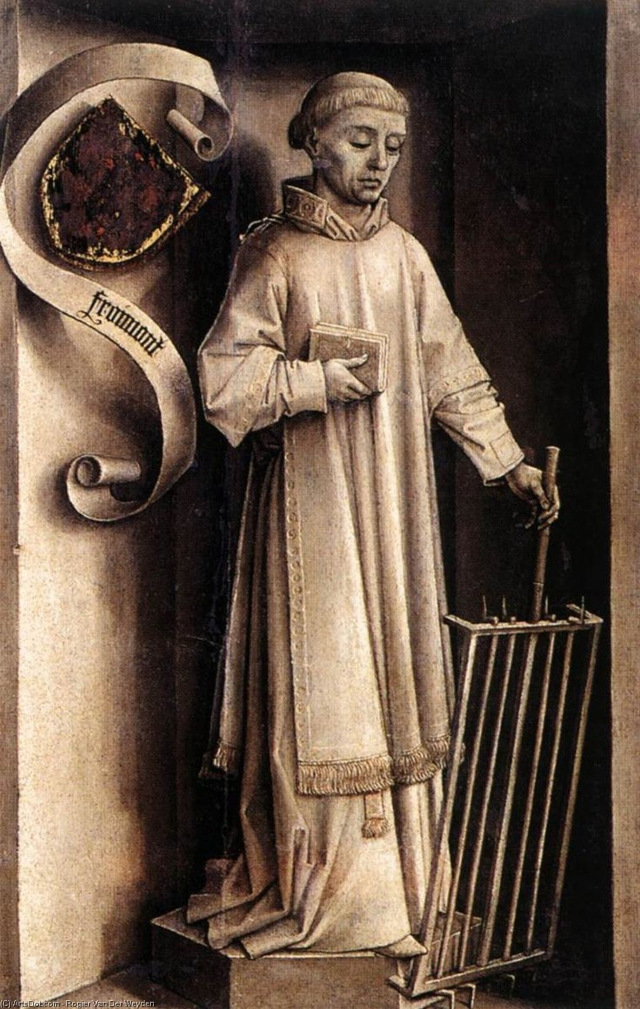 Wikioo.org – La Enciclopedia de las Bellas Artes - Pintura, Obras de arte de Rogier Van Der Weyden - Botas retrato Díptico de laurent froimont ( reverso )