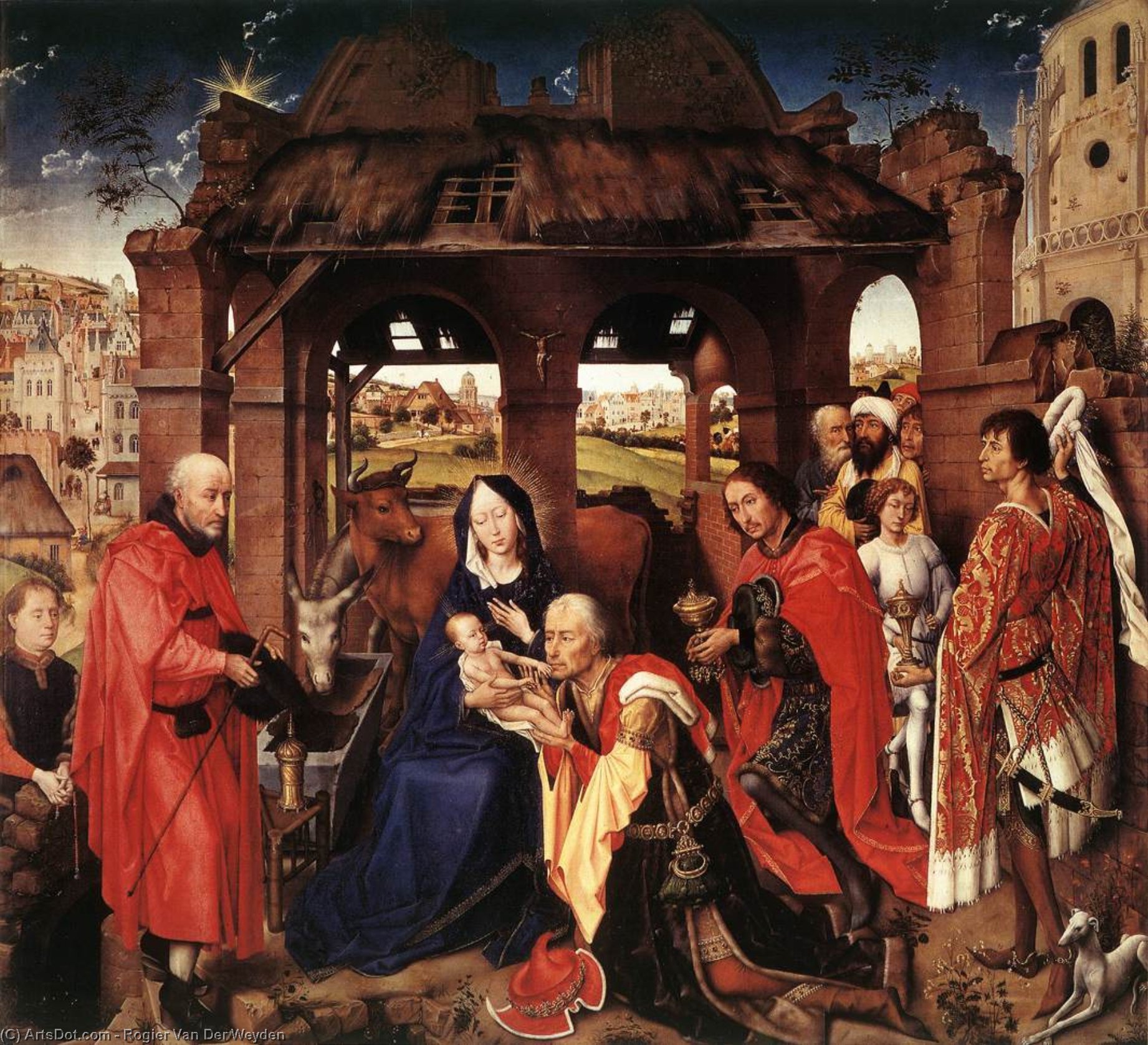 Wikioo.org – L'Encyclopédie des Beaux Arts - Peinture, Oeuvre de Rogier Van Der Weyden - St Columba retable centrale  lambris