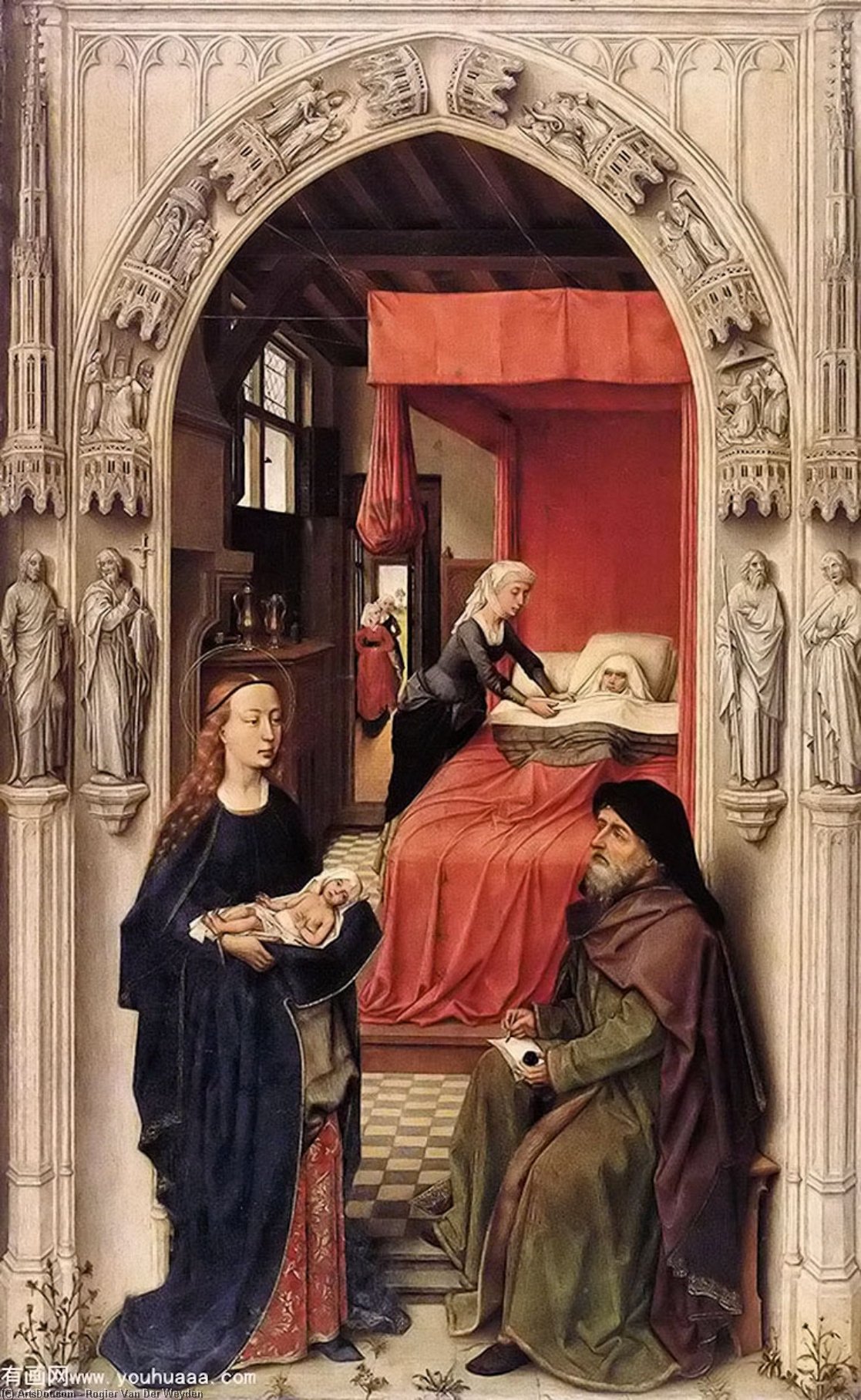 Wikioo.org – L'Enciclopedia delle Belle Arti - Pittura, Opere di Rogier Van Der Weyden - St John Pala sinistro  pannello