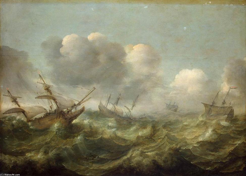Wikioo.org – L'Enciclopedia delle Belle Arti - Pittura, Opere di Abraham Willaerts - Mare In Tempesta