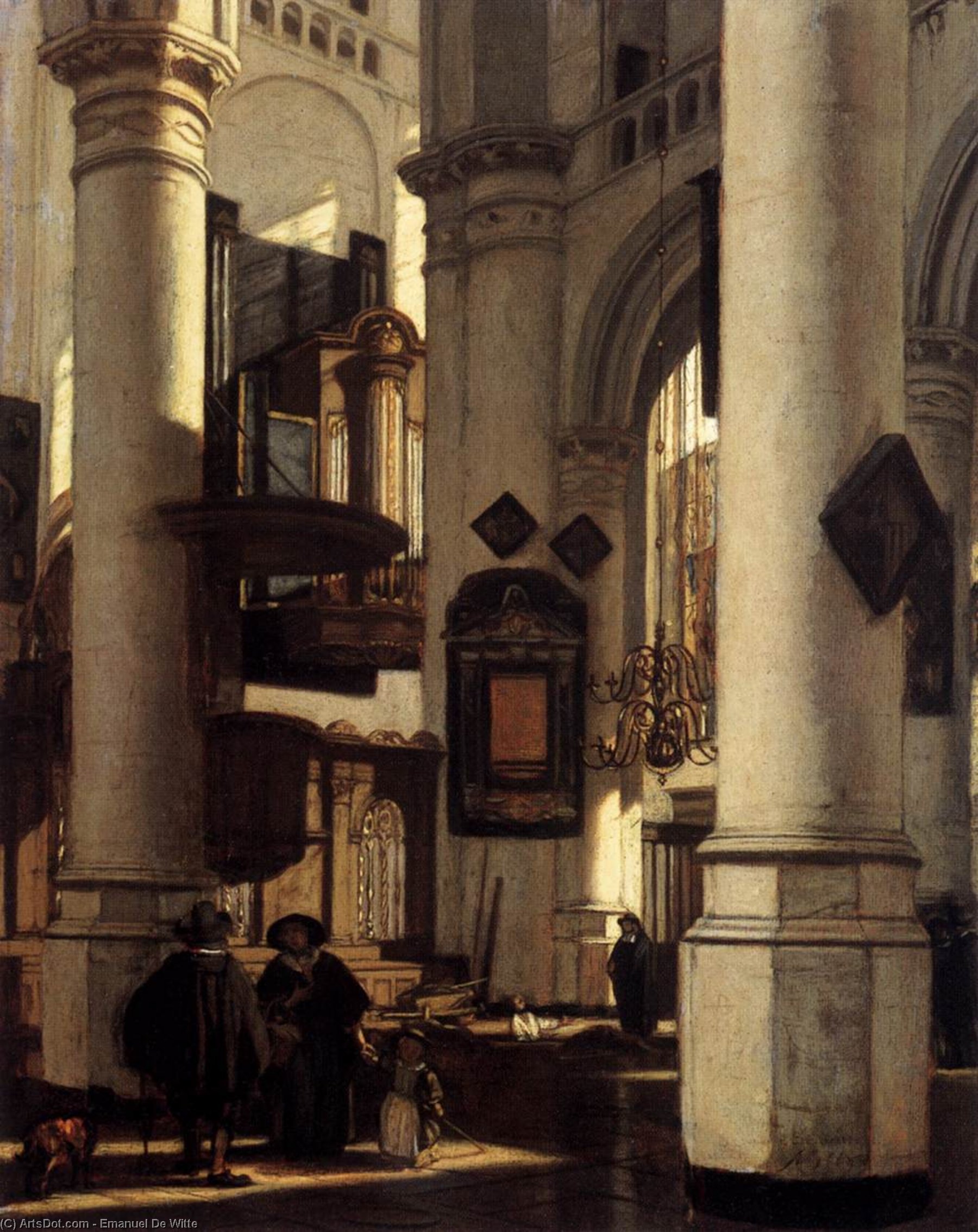 Wikioo.org - The Encyclopedia of Fine Arts - Painting, Artwork by Emanuel De Witte - Interior of a Protestant Gothic Church