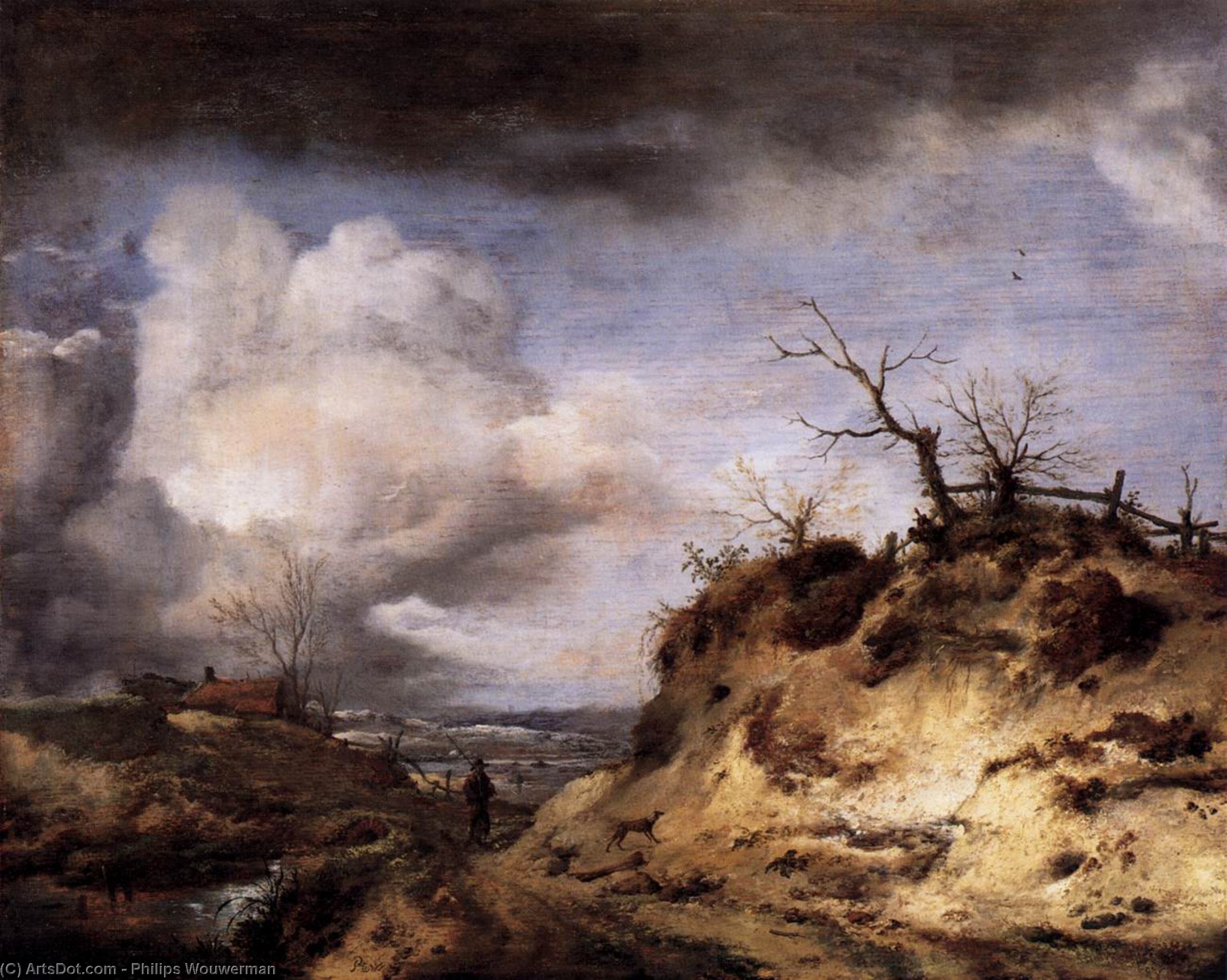 Wikioo.org - The Encyclopedia of Fine Arts - Painting, Artwork by Philips Wouwerman - Path through the Dunes