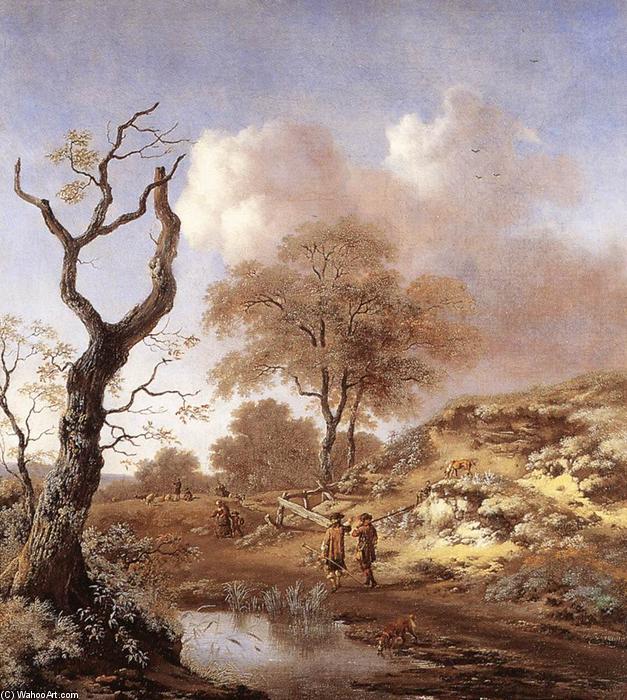 Wikioo.org - The Encyclopedia of Fine Arts - Painting, Artwork by Jan Jansz Wijnants - A Hilly Landscape