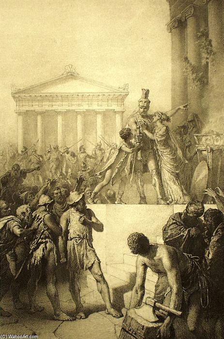 Wikioo.org - The Encyclopedia of Fine Arts - Painting, Artwork by Mihaly Von Zichy - Illustration to Imre Madách's The Tragedy of Man: In Athens (Scene 5)
