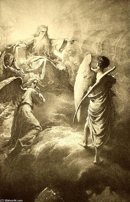 Wikioo.org - Bách khoa toàn thư về mỹ thuật - Vẽ tranh, Tác phẩm nghệ thuật Mihaly Von Zichy - Illustration to Imre Madách's The Tragedy of Man: In the Heaven (Scene 1)
