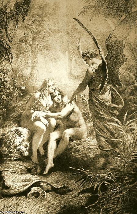 WikiOO.org - Encyclopedia of Fine Arts - Lukisan, Artwork Mihaly Von Zichy - Illustration to Imre Madách's The Tragedy of Man: In the Paradise (Scene 2)