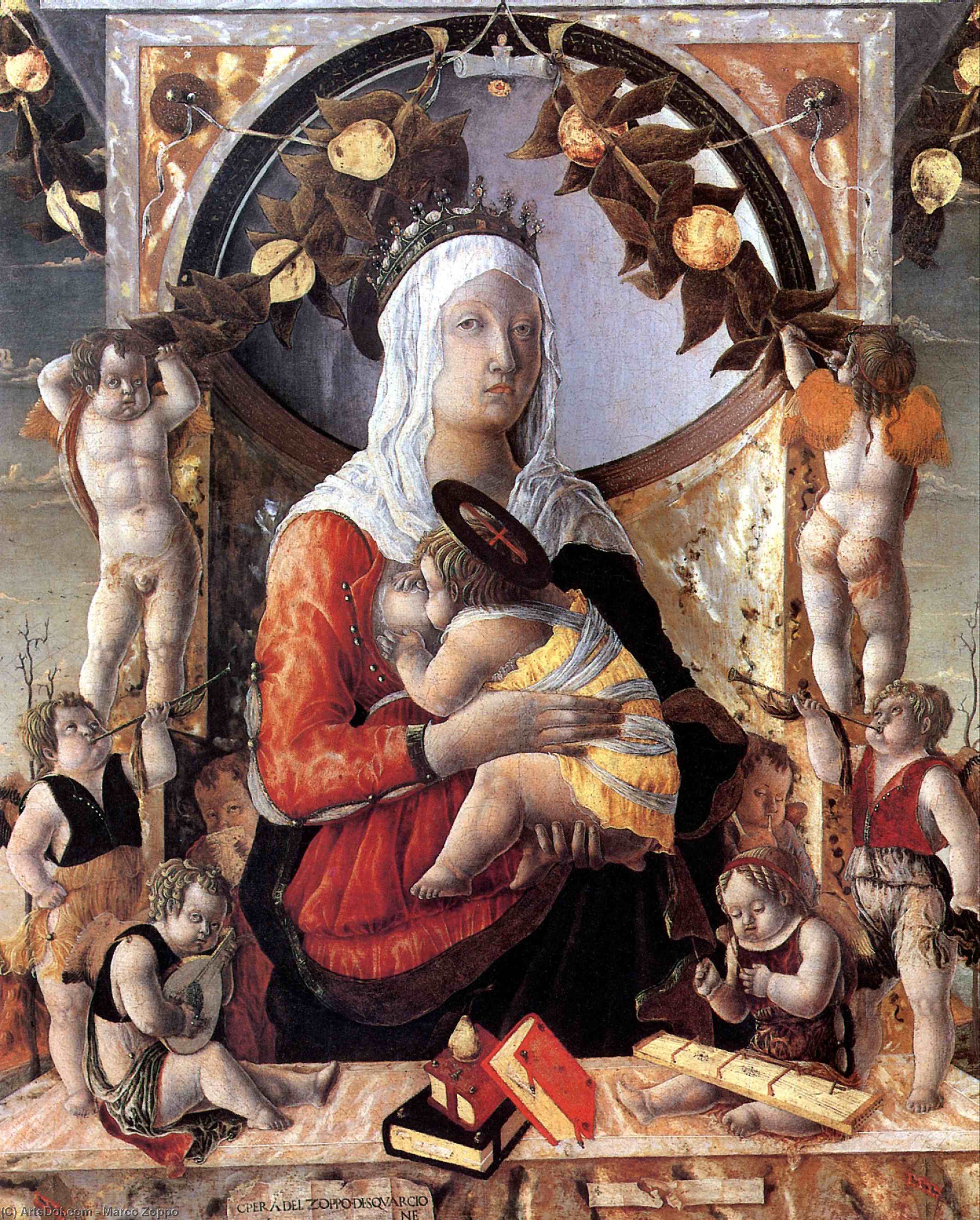 Wikioo.org - The Encyclopedia of Fine Arts - Painting, Artwork by Marco Zoppo - Madonna and Child with Angels