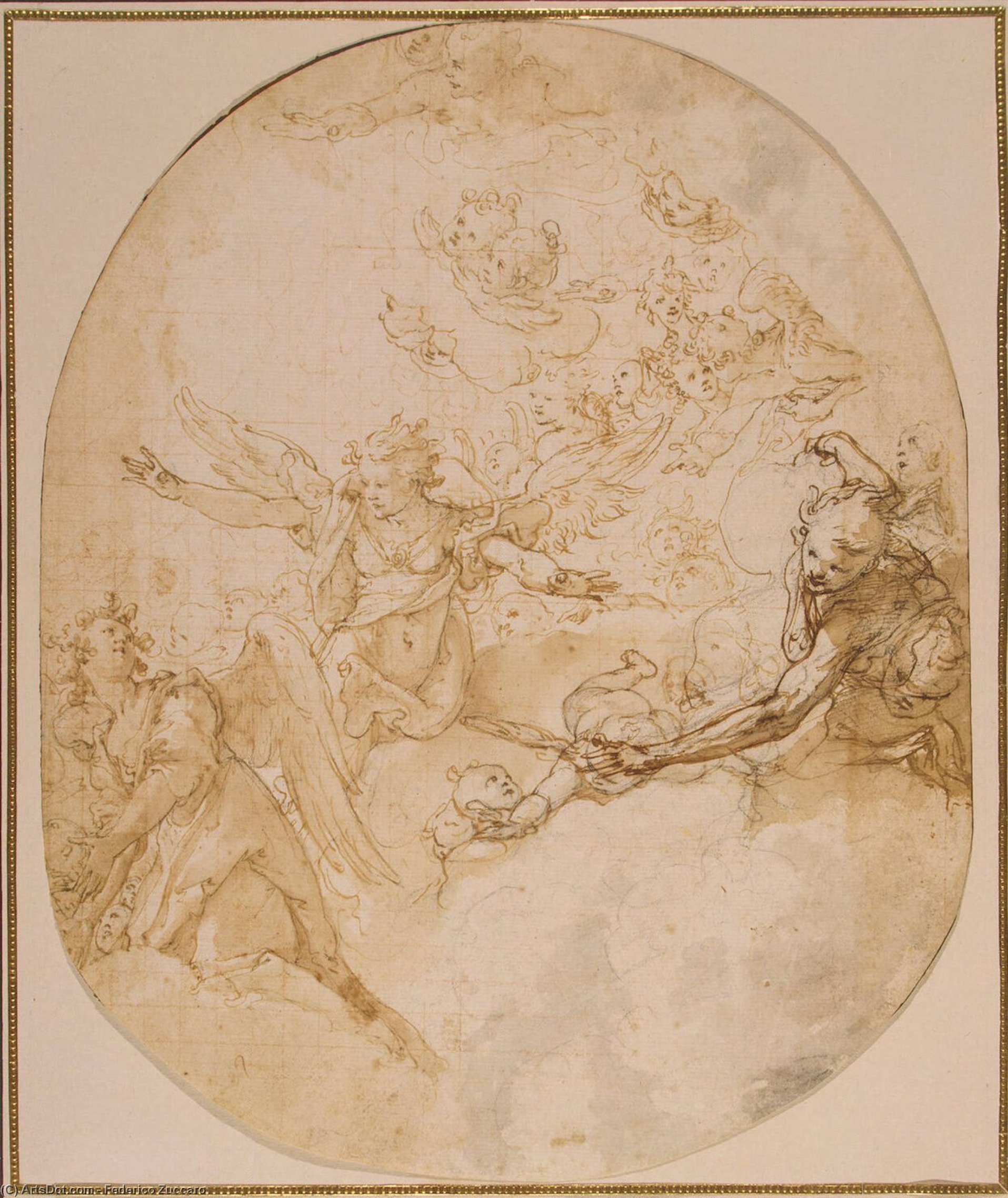 Wikioo.org - Bách khoa toàn thư về mỹ thuật - Vẽ tranh, Tác phẩm nghệ thuật Federico Zuccari - Angels and Cherubim Among Clouds
