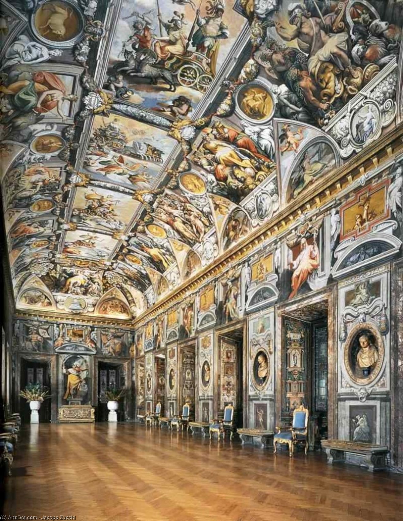 Wikioo.org - The Encyclopedia of Fine Arts - Painting, Artwork by Jacopo Zucchi - View of the Galleria