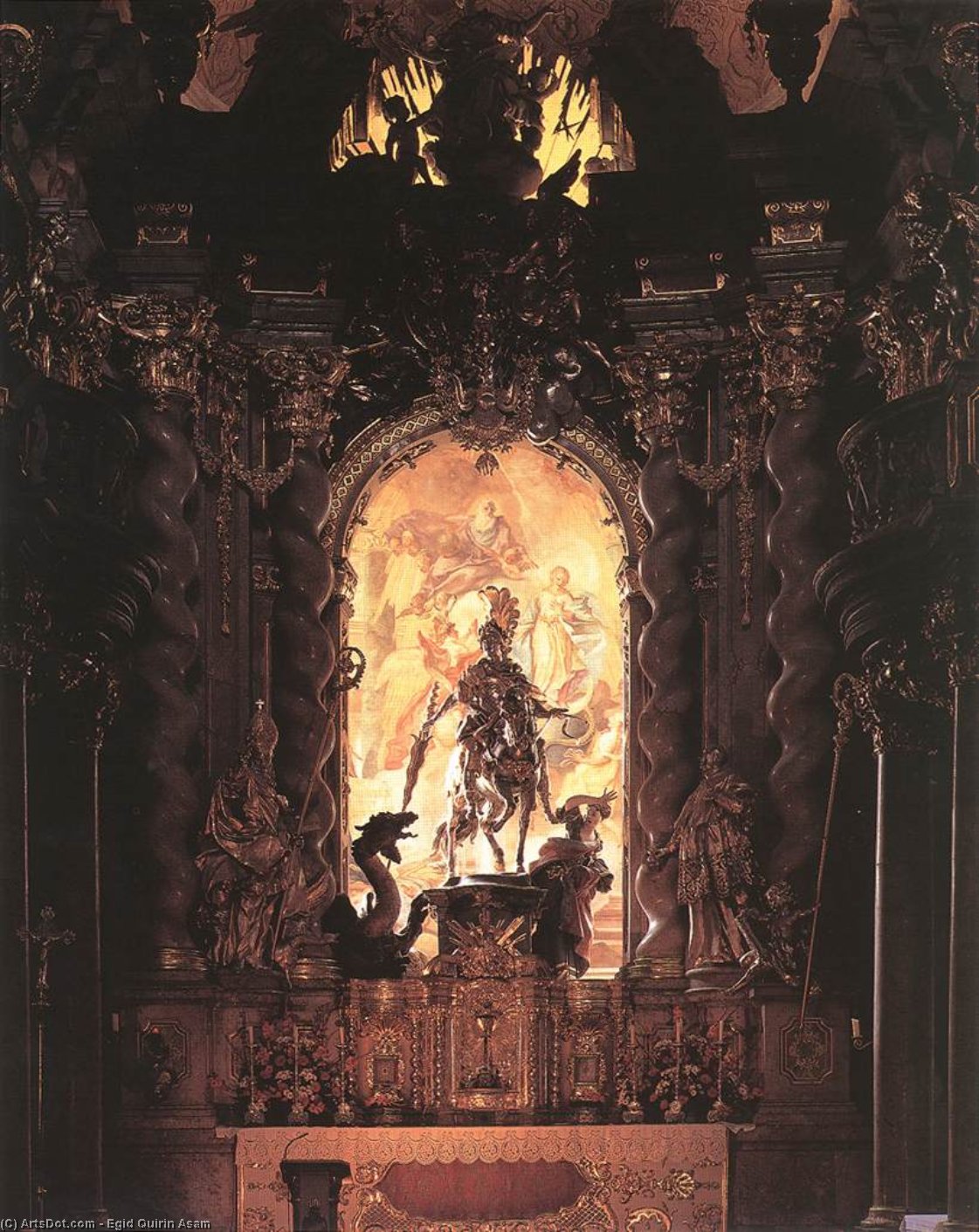 WikiOO.org - Encyclopedia of Fine Arts - Lukisan, Artwork Egid Quirin Asam - St George and the Dragon