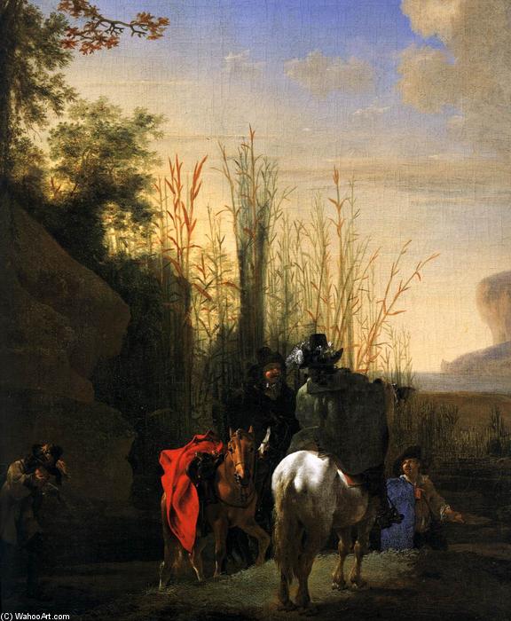 Wikioo.org - The Encyclopedia of Fine Arts - Painting, Artwork by Jan Asselijn - Coastal Scene with Resting Riders (detail)