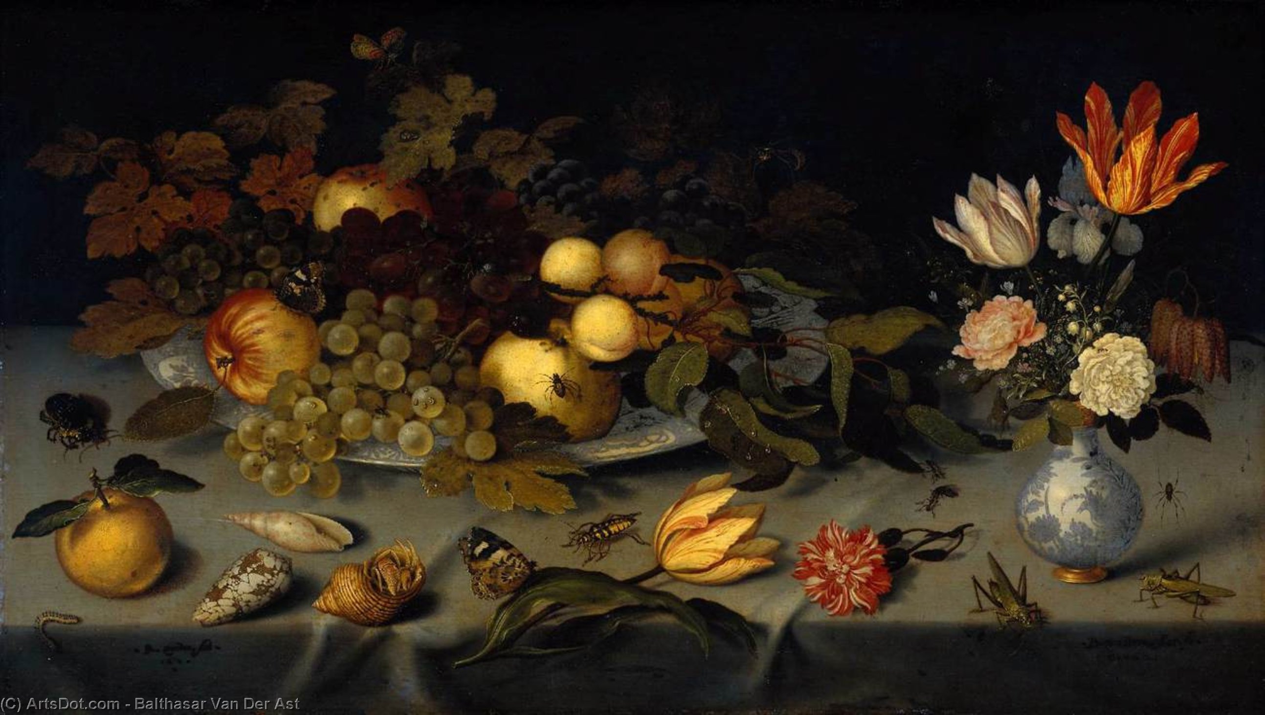 Wikioo.org - The Encyclopedia of Fine Arts - Painting, Artwork by Balthasar Van Der Ast - Flowers and Fruit