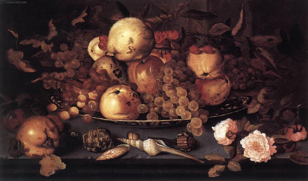 Wikioo.org - The Encyclopedia of Fine Arts - Painting, Artwork by Balthasar Van Der Ast - Still-life with Dish of Fruit