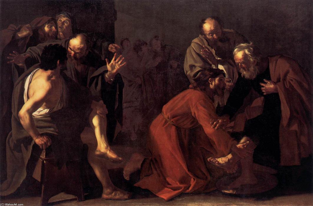Wikioo.org - The Encyclopedia of Fine Arts - Painting, Artwork by Dirck Van Baburen - Christ Washing the Apostles Feet