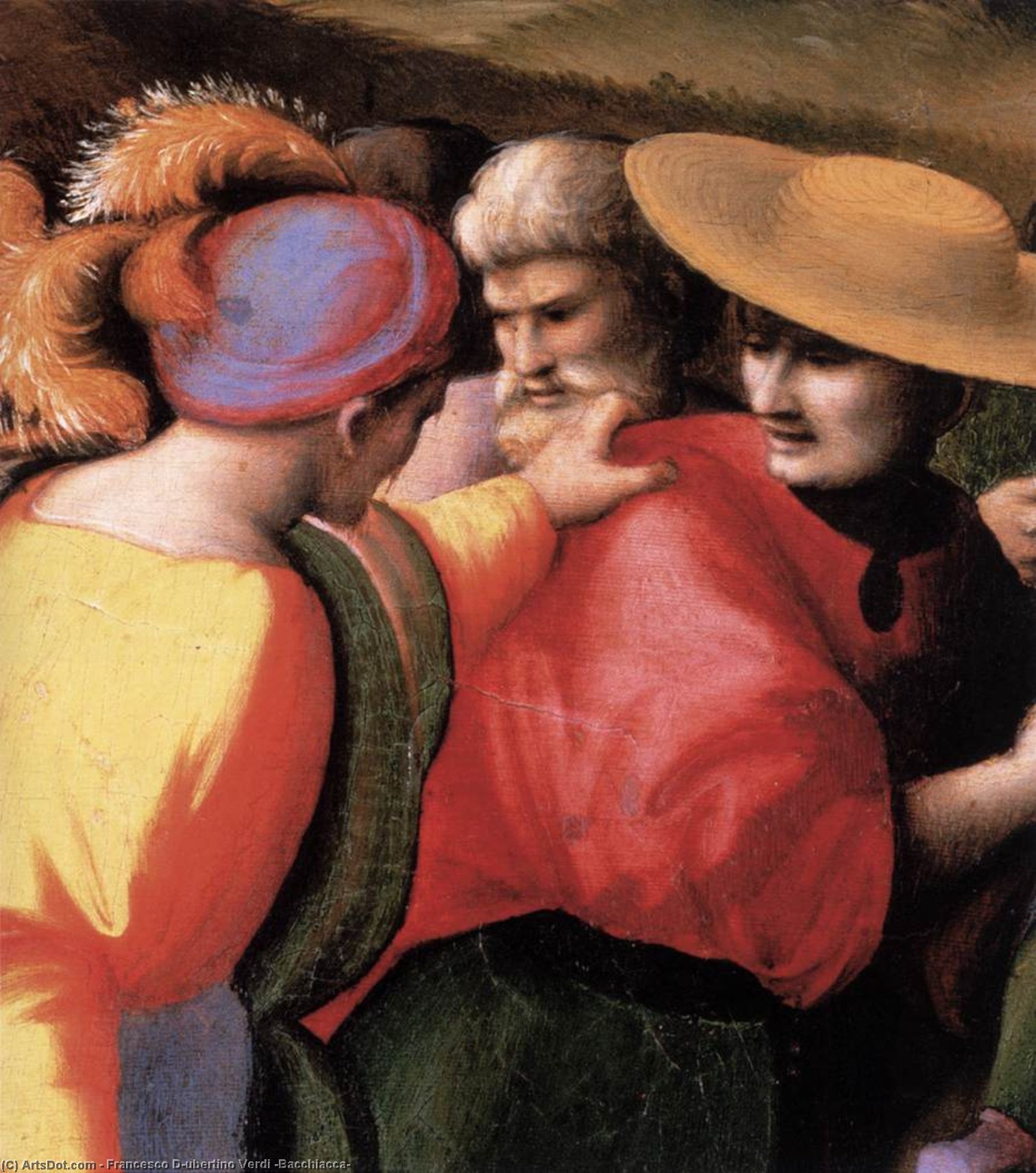 Wikioo.org - The Encyclopedia of Fine Arts - Painting, Artwork by Francesco D'ubertino Verdi (Bacchiacca) - Scenes from the Story of Joseph: The Discovery of the Stolen Cup (detail)