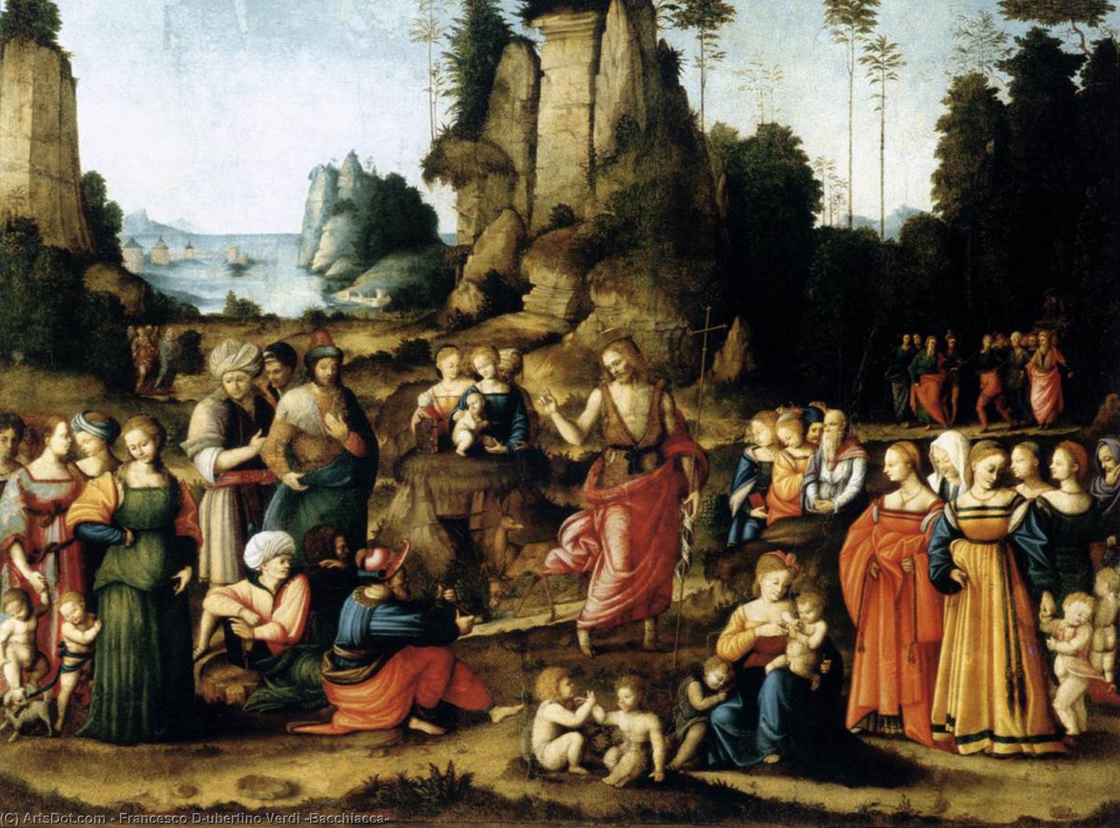 Wikioo.org - The Encyclopedia of Fine Arts - Painting, Artwork by Francesco D'ubertino Verdi (Bacchiacca) - The Preaching of Saint John the Baptist
