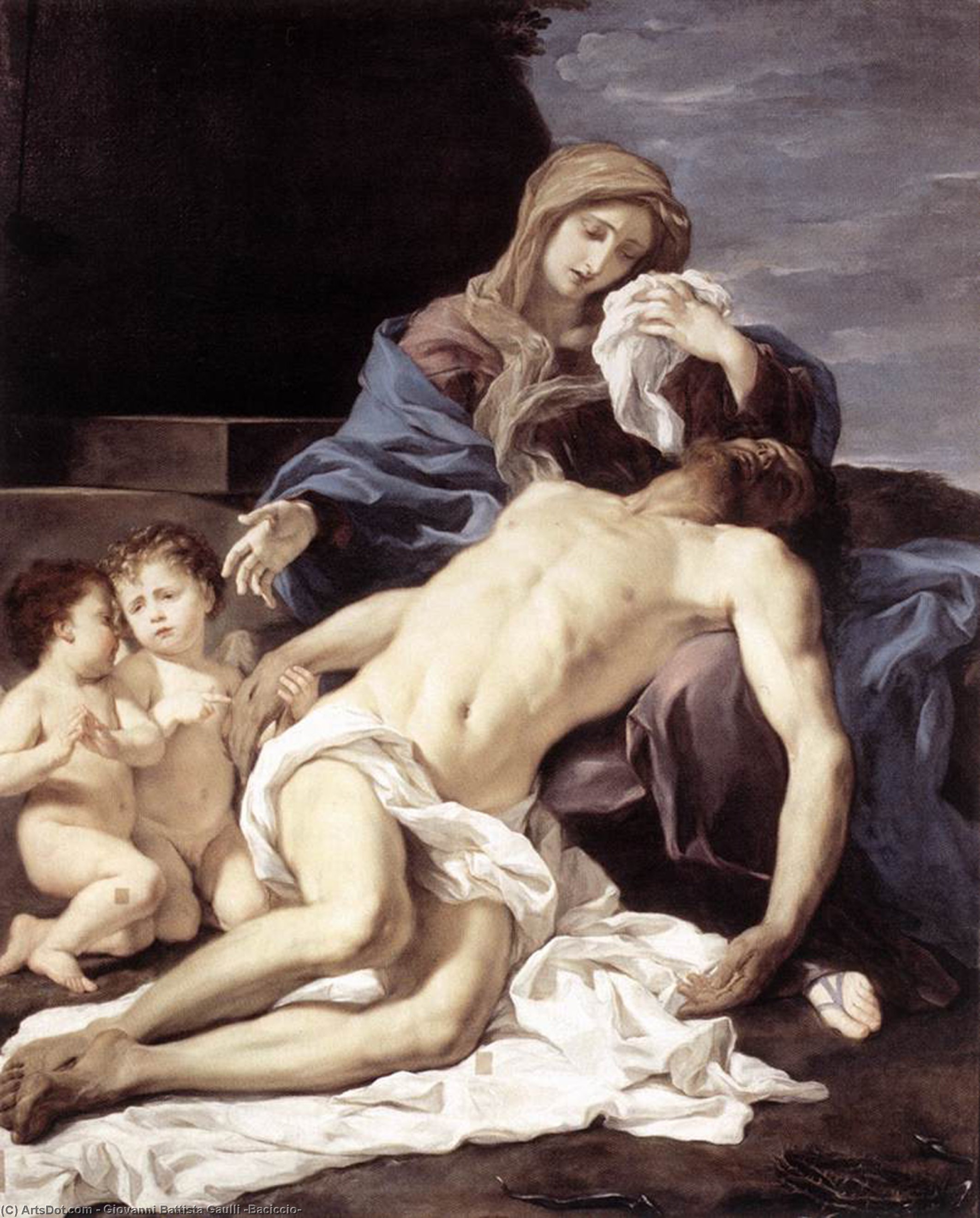 WikiOO.org – 美術百科全書 - 繪畫，作品 Giovanni Battista Gaulli (Baciccio) - 圣母怜子  玛丽  感叹  的  死  基督
