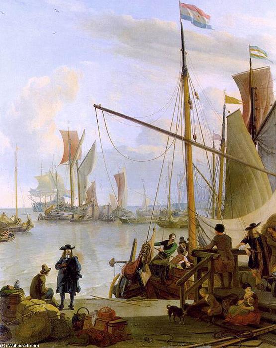 WikiOO.org - Enciklopedija dailės - Tapyba, meno kuriniai Ludolf Backhuysen - View from the Mussel Pier in Amsterdam