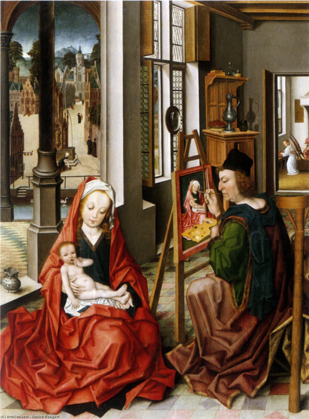Wikioo.org - Bách khoa toàn thư về mỹ thuật - Vẽ tranh, Tác phẩm nghệ thuật Derick Baegert - Saint Luke Painting the Virgin