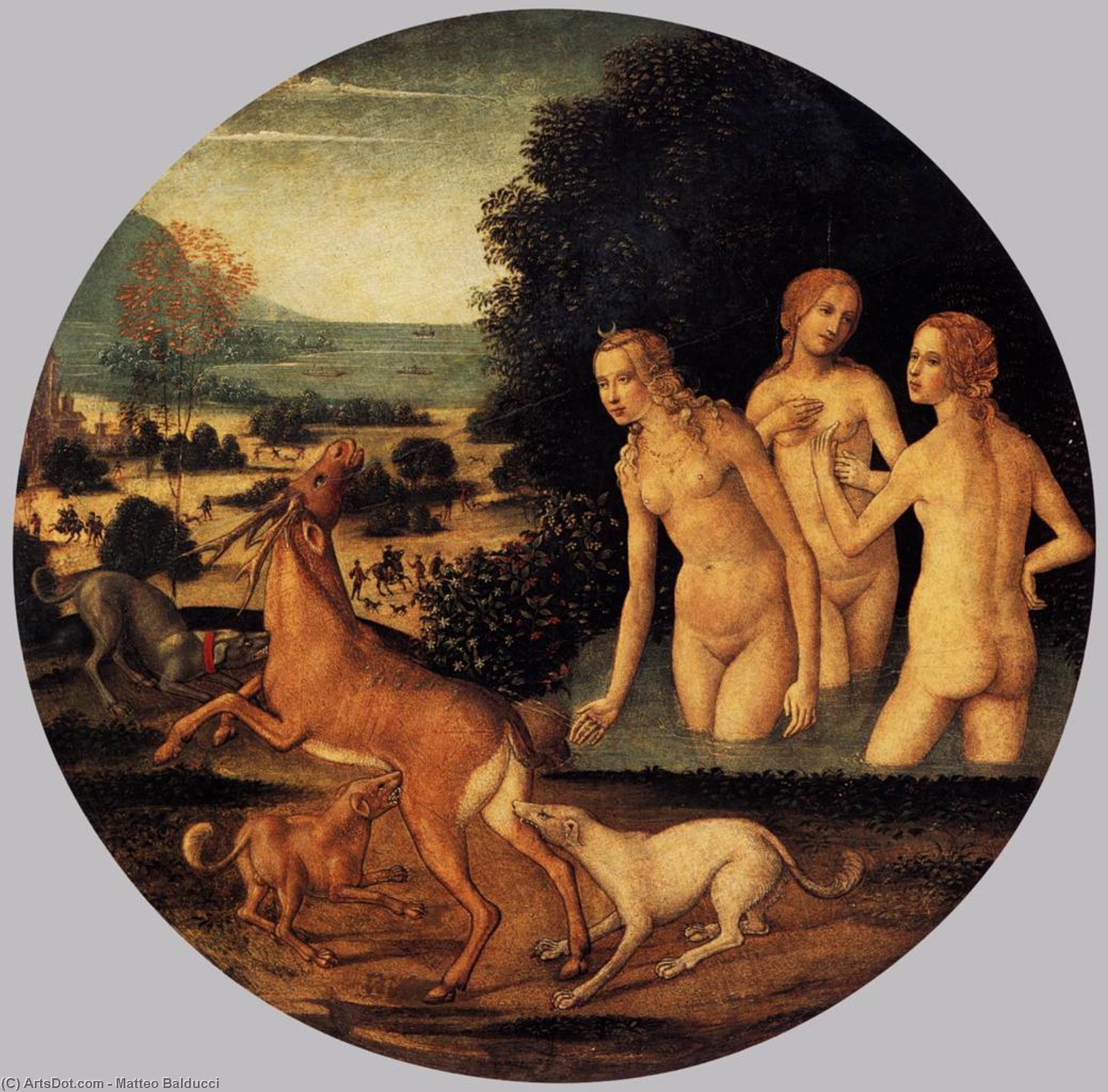 WikiOO.org - Encyclopedia of Fine Arts - Lukisan, Artwork Matteo Balducci - Diana and Actaeon