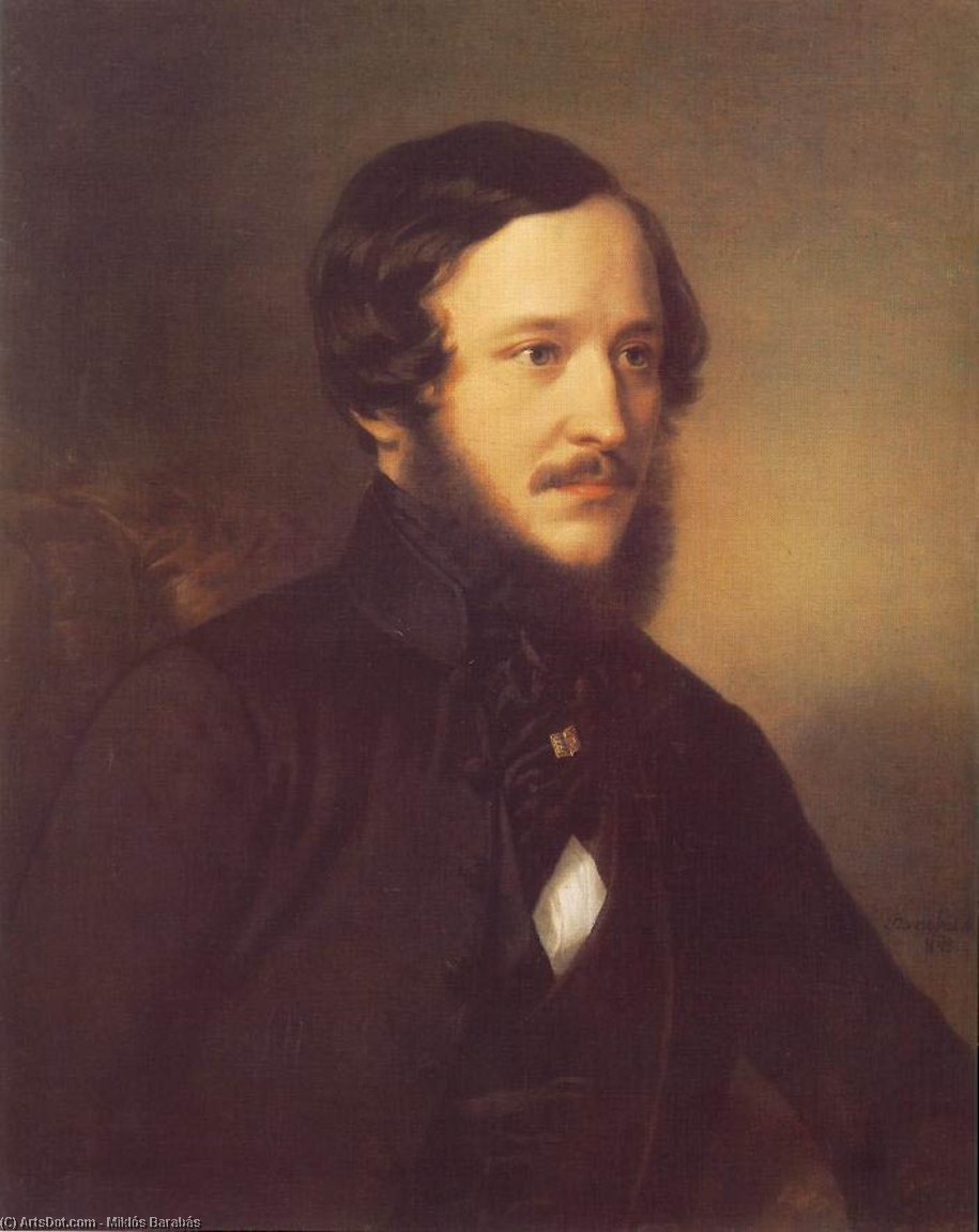 WikiOO.org - Encyclopedia of Fine Arts - Lukisan, Artwork Miklos Barabas - Portrait of József Eötvös
