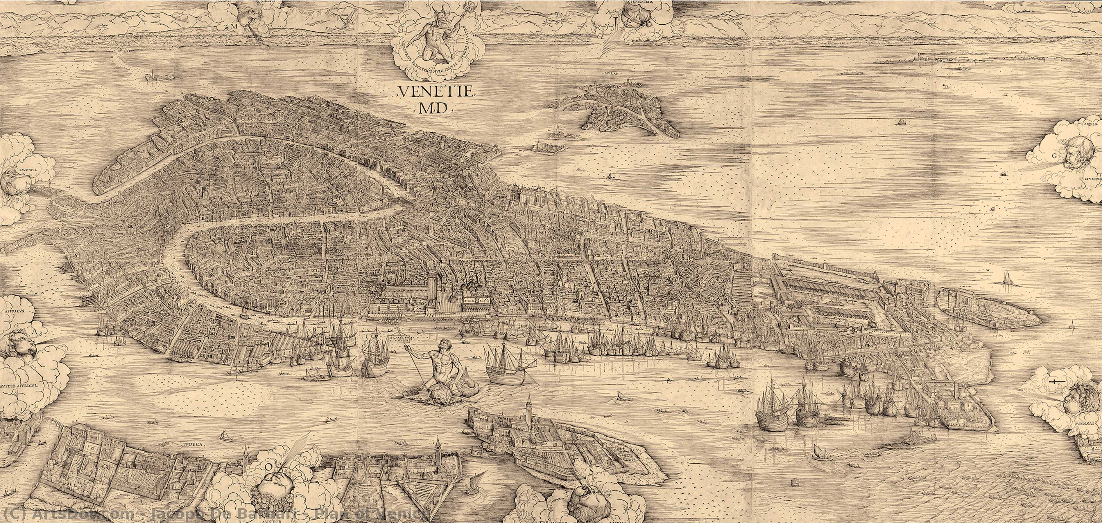 WikiOO.org - Енциклопедия за изящни изкуства - Живопис, Произведения на изкуството Jacopo De Barbari - Plan of Venice
