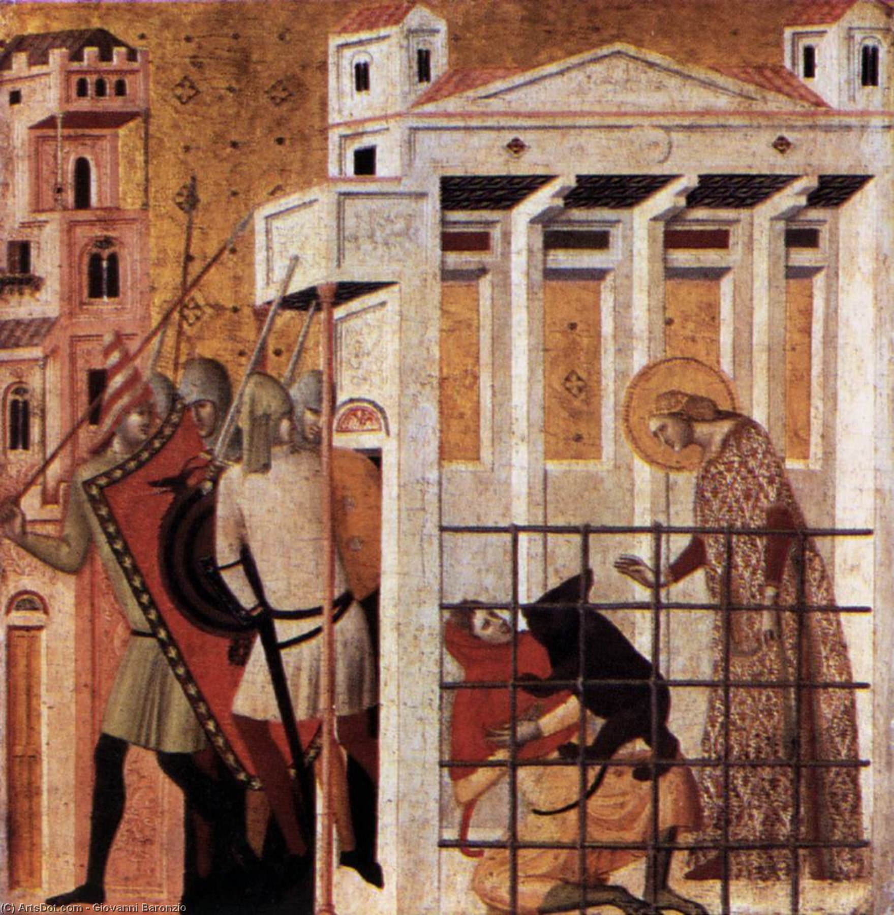 WikiOO.org - Enciklopedija dailės - Tapyba, meno kuriniai Giovanni Baronzio - Scenes from the Life of St Colomba: St Colomba Saved by a Bear