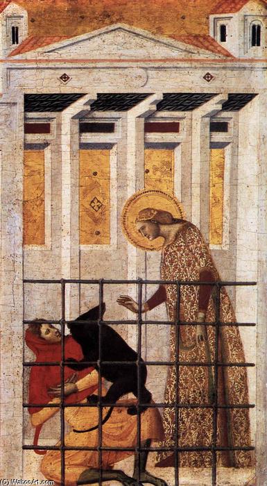 Wikioo.org – La Enciclopedia de las Bellas Artes - Pintura, Obras de arte de Giovanni Baronzio - San Colomba Guardado por un oso (detalle)