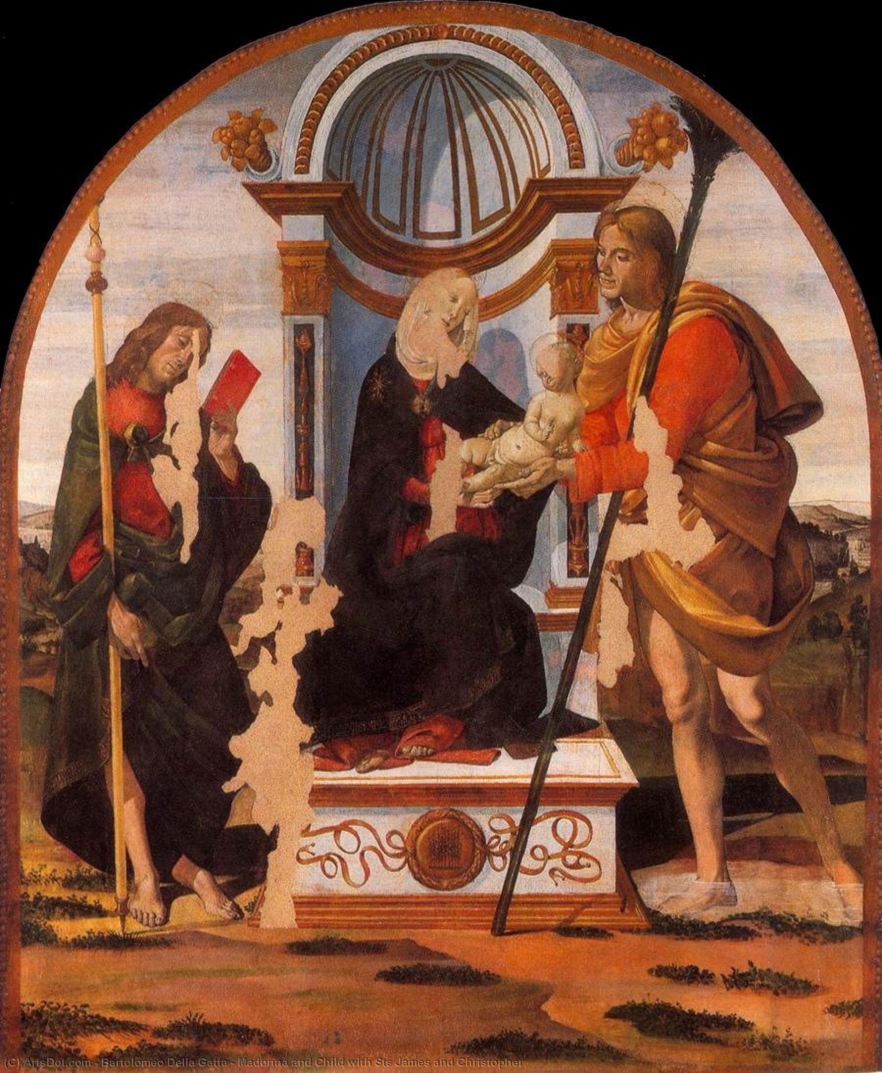 Wikioo.org - The Encyclopedia of Fine Arts - Painting, Artwork by Bartolomeo Della Gatta - Madonna and Child with Sts James and Christopher