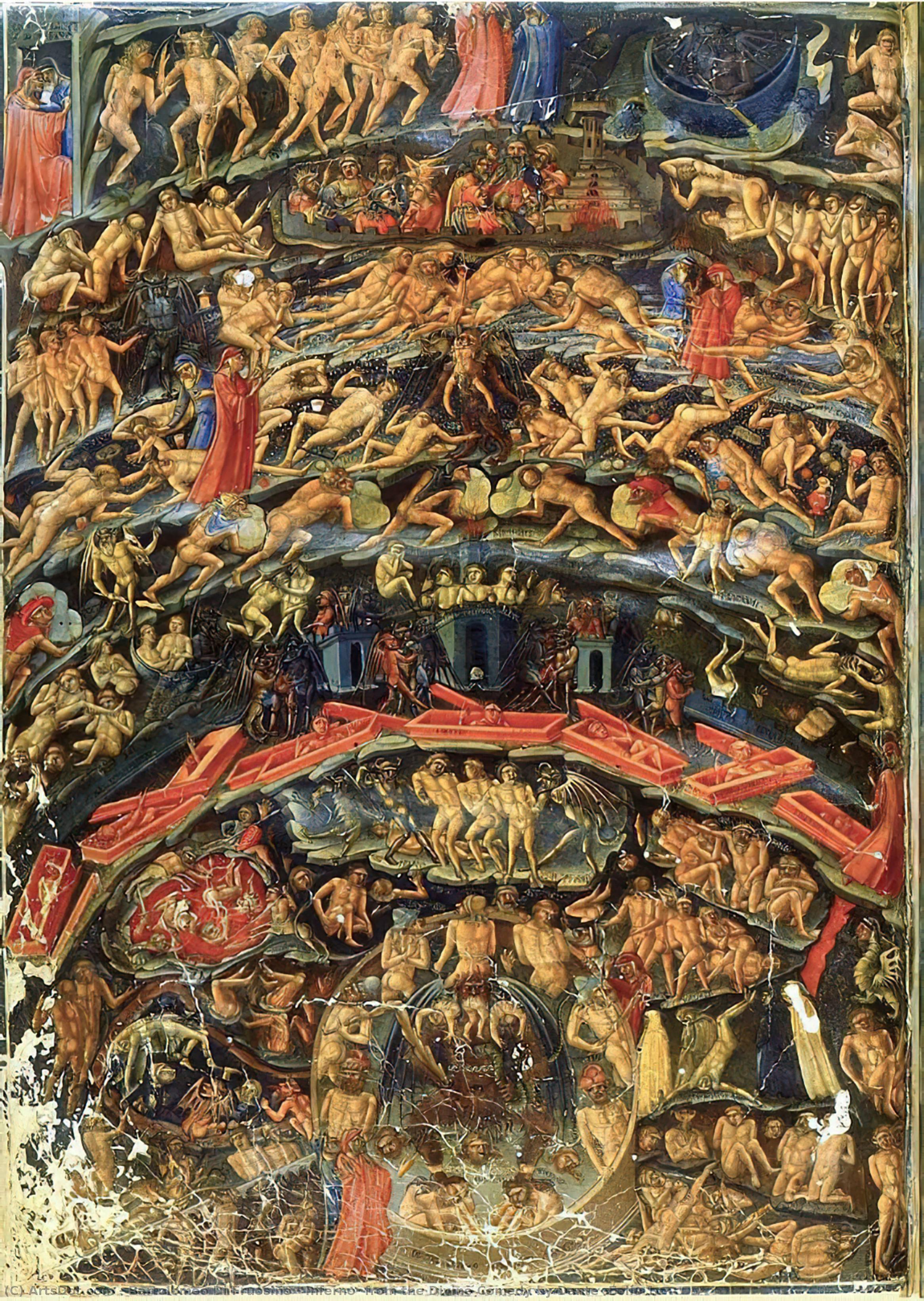 WikiOO.org - אנציקלופדיה לאמנויות יפות - ציור, יצירות אמנות Bartolomeo Di Fruosino - Inferno, from the Divine Comedy by Dante (Folio 1v)