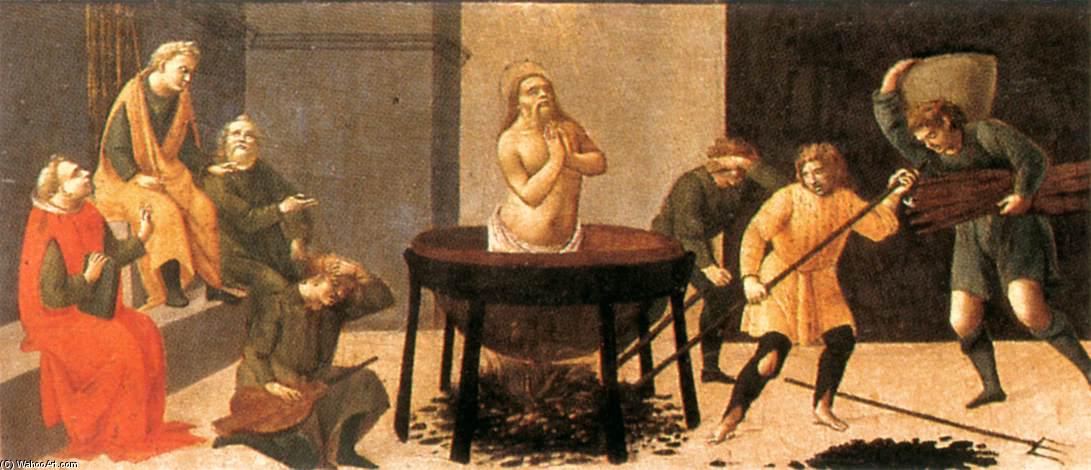 Wikioo.org - สารานุกรมวิจิตรศิลป์ - จิตรกรรม Alunno Di Domenico (Bartolomeo Di Giovanni) - Predella: Martyrdom of St John
