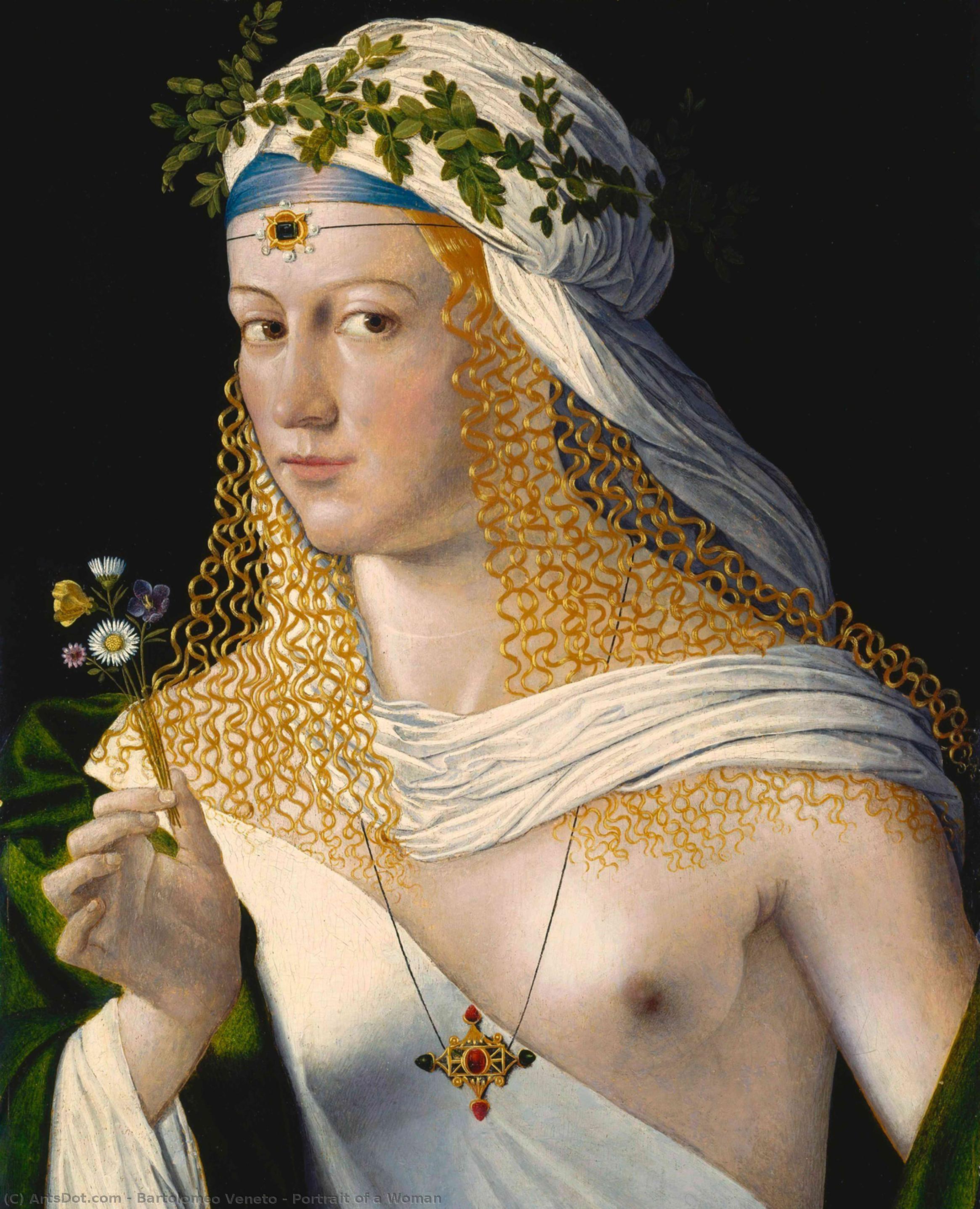 WikiOO.org - אנציקלופדיה לאמנויות יפות - ציור, יצירות אמנות Bartolomeo Veneto - Portrait of a Woman
