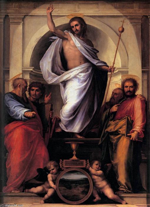 Wikoo.org - موسوعة الفنون الجميلة - اللوحة، العمل الفني Fra Bartolomeo - Christ with the Four Evangelists