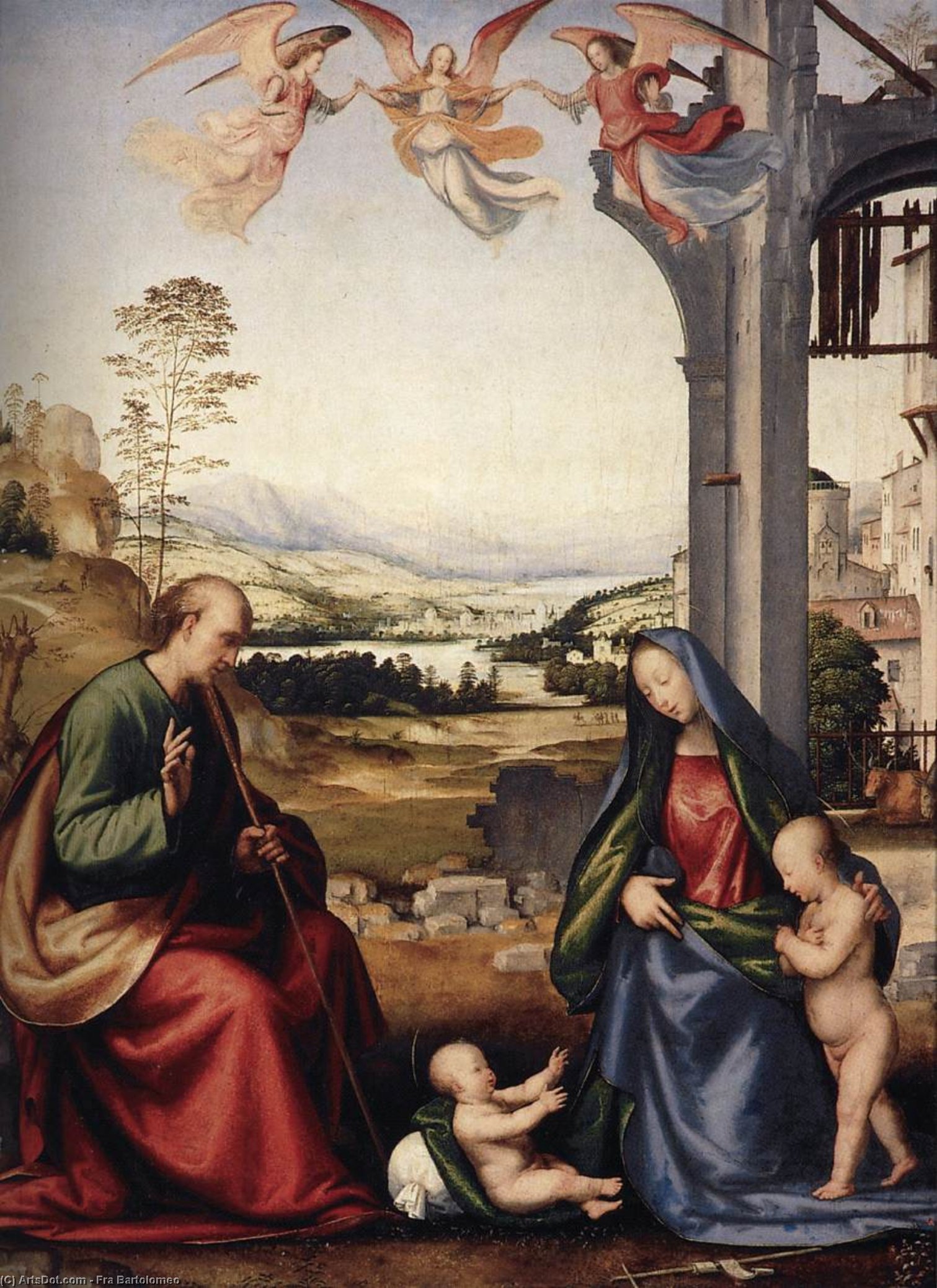 Wikioo.org - The Encyclopedia of Fine Arts - Painting, Artwork by Fra Bartolomeo - The Holy Family with St John the Baptist