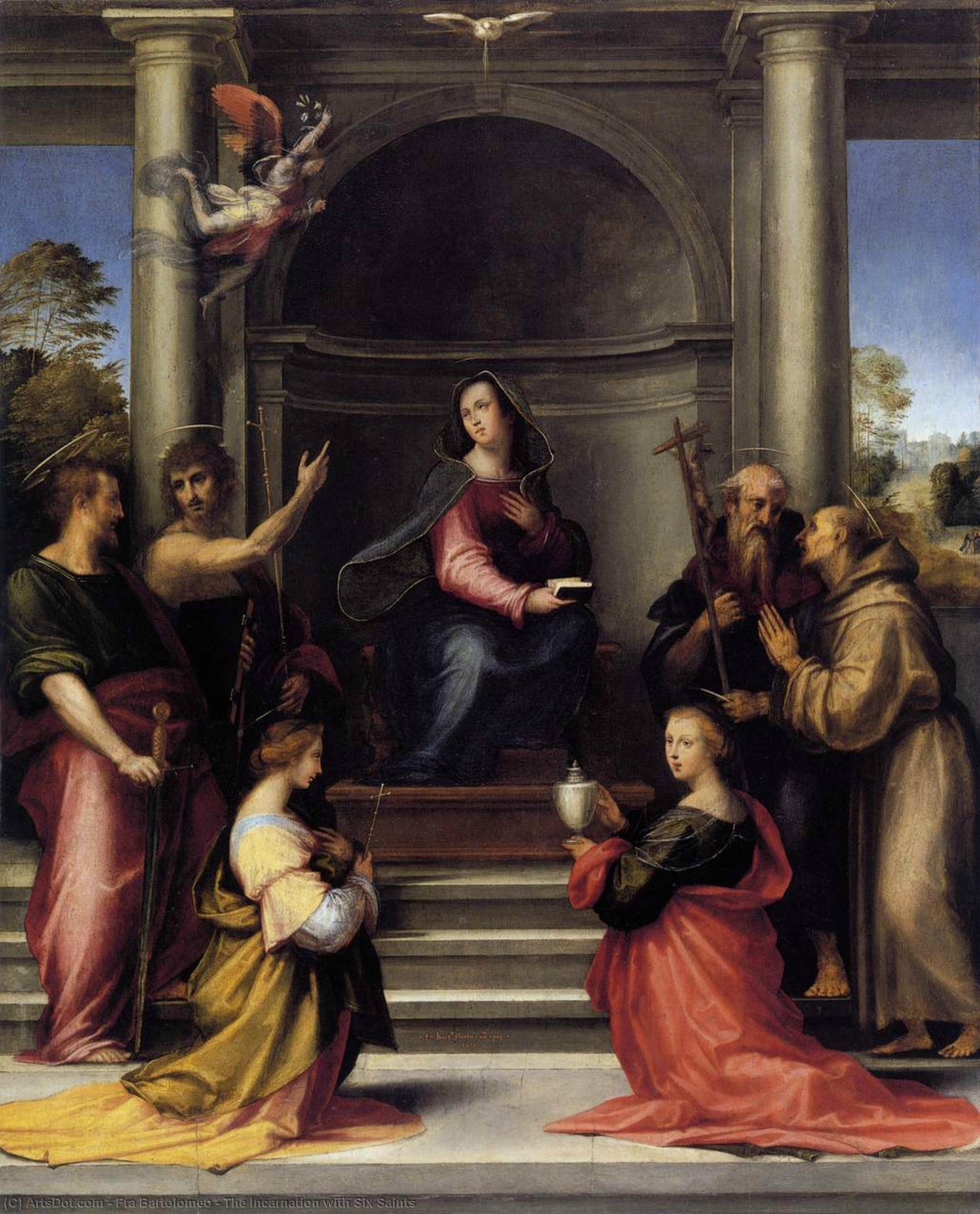 Wikioo.org - The Encyclopedia of Fine Arts - Painting, Artwork by Fra Bartolomeo - The Incarnation with Six Saints