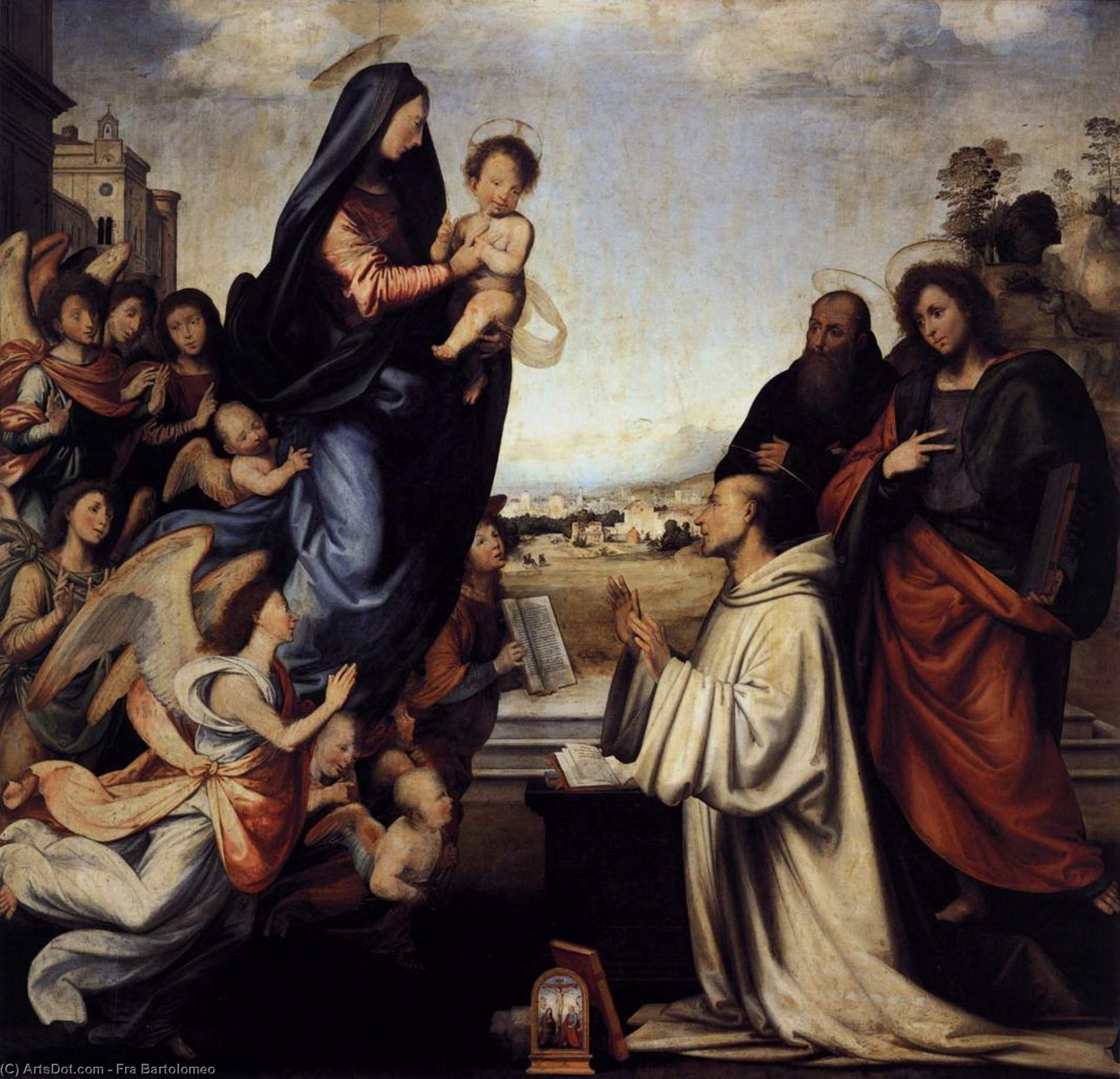 WikiOO.org - Enciklopedija dailės - Tapyba, meno kuriniai Fra Bartolomeo - Vision of St Bernard with Sts Benedict and John the Evangelist