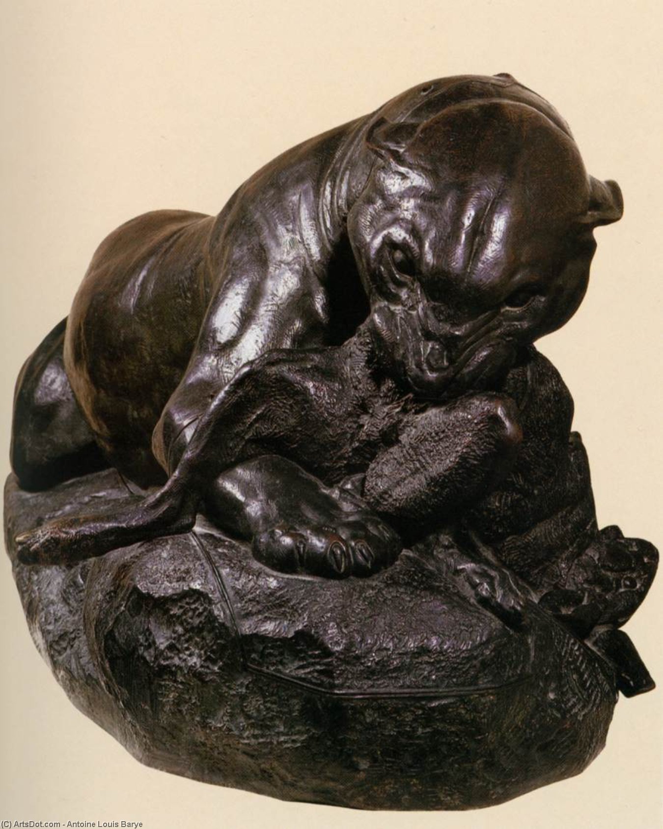 WikiOO.org - Encyclopedia of Fine Arts - Lukisan, Artwork Antoine Louis Barye - Jaguar Devouring a Hare