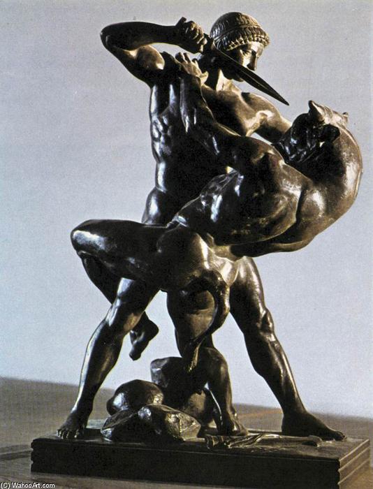 Wikioo.org - The Encyclopedia of Fine Arts - Painting, Artwork by Antoine Louis Barye - Theseus Slaying the Minotaur