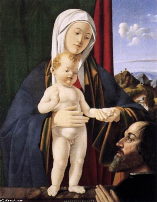 Wikioo.org - The Encyclopedia of Fine Arts - Painting, Artwork by Marco Basaiti - Madonna and Child with a Donor