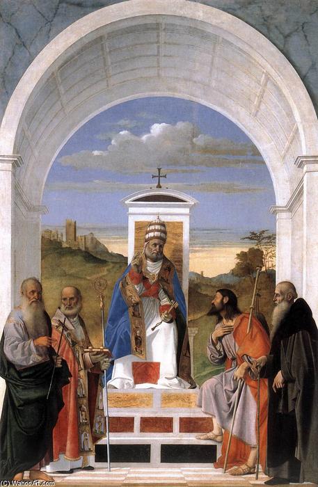 Wikioo.org - The Encyclopedia of Fine Arts - Painting, Artwork by Marco Basaiti - St Peter Enthroned and Four Saints