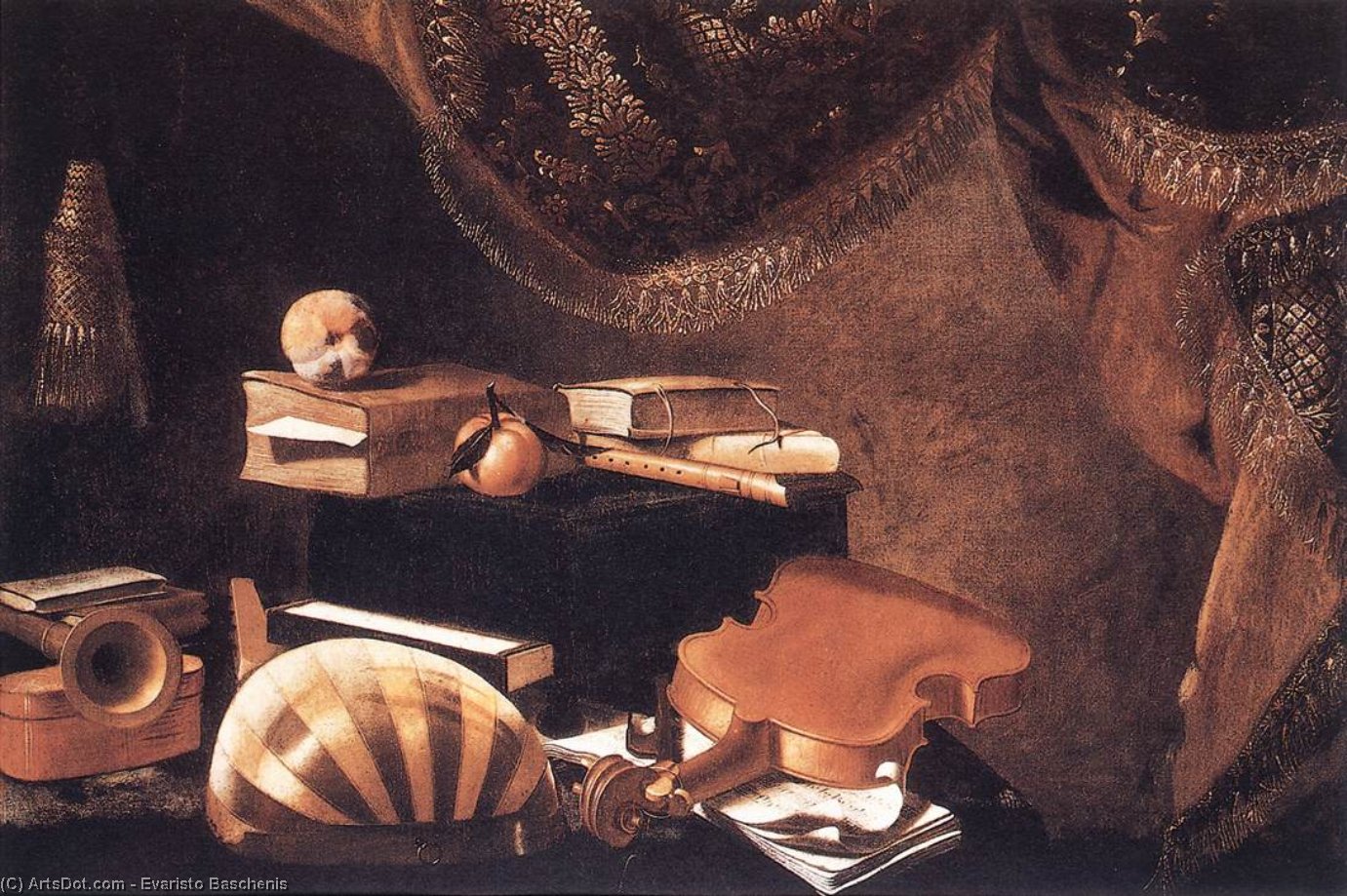 Wikioo.org – L'Enciclopedia delle Belle Arti - Pittura, Opere di Evaristo Baschenis - vita tranquilla con  musicale  strumenti