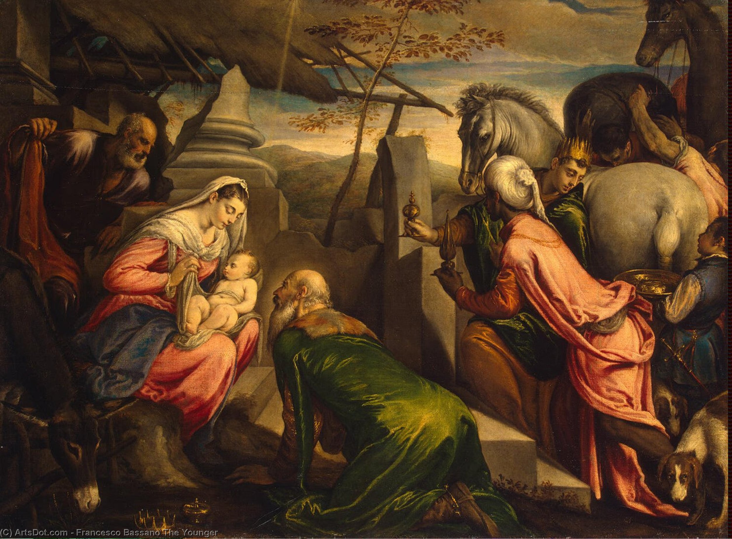 WikiOO.org - Güzel Sanatlar Ansiklopedisi - Resim, Resimler Francesco Bassano The Younger - Adoration of the Magi